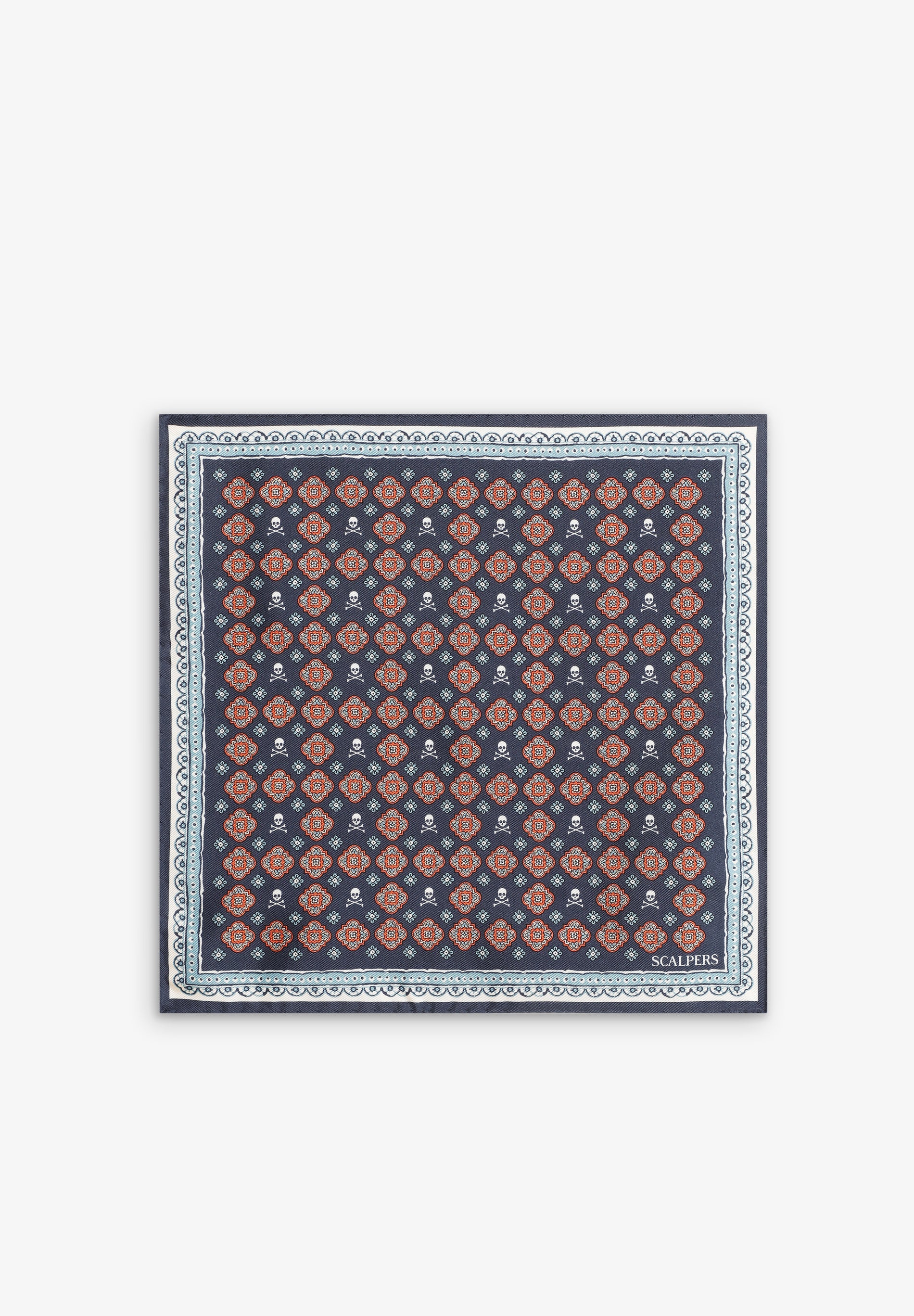 SILK SKULL PRINT POCKET SQUARE
