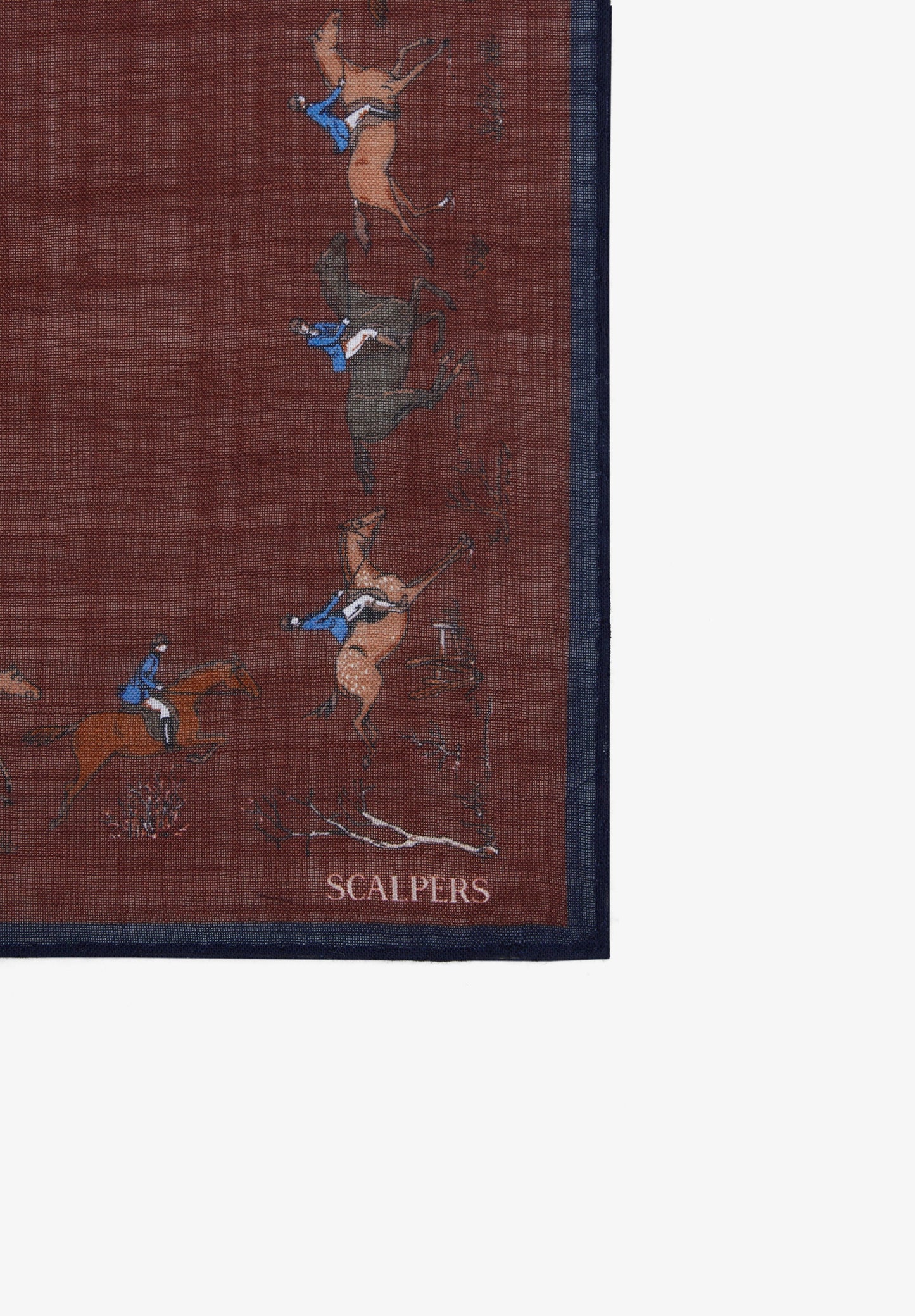 SILK EQUESTRIAN PRINT POCKET SQUARE