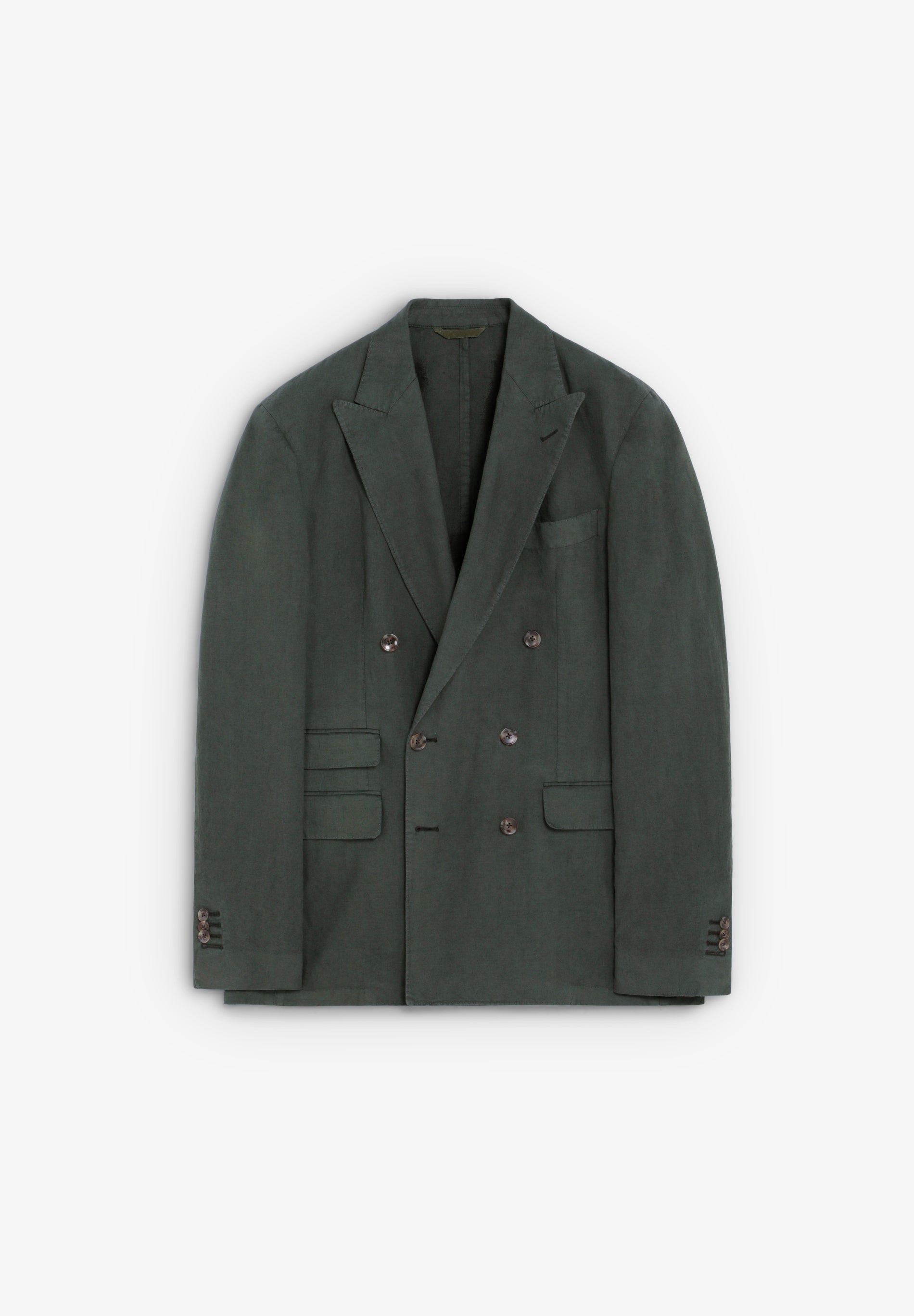 DOUBLE-BREASTED LINEN SUIT BLAZER