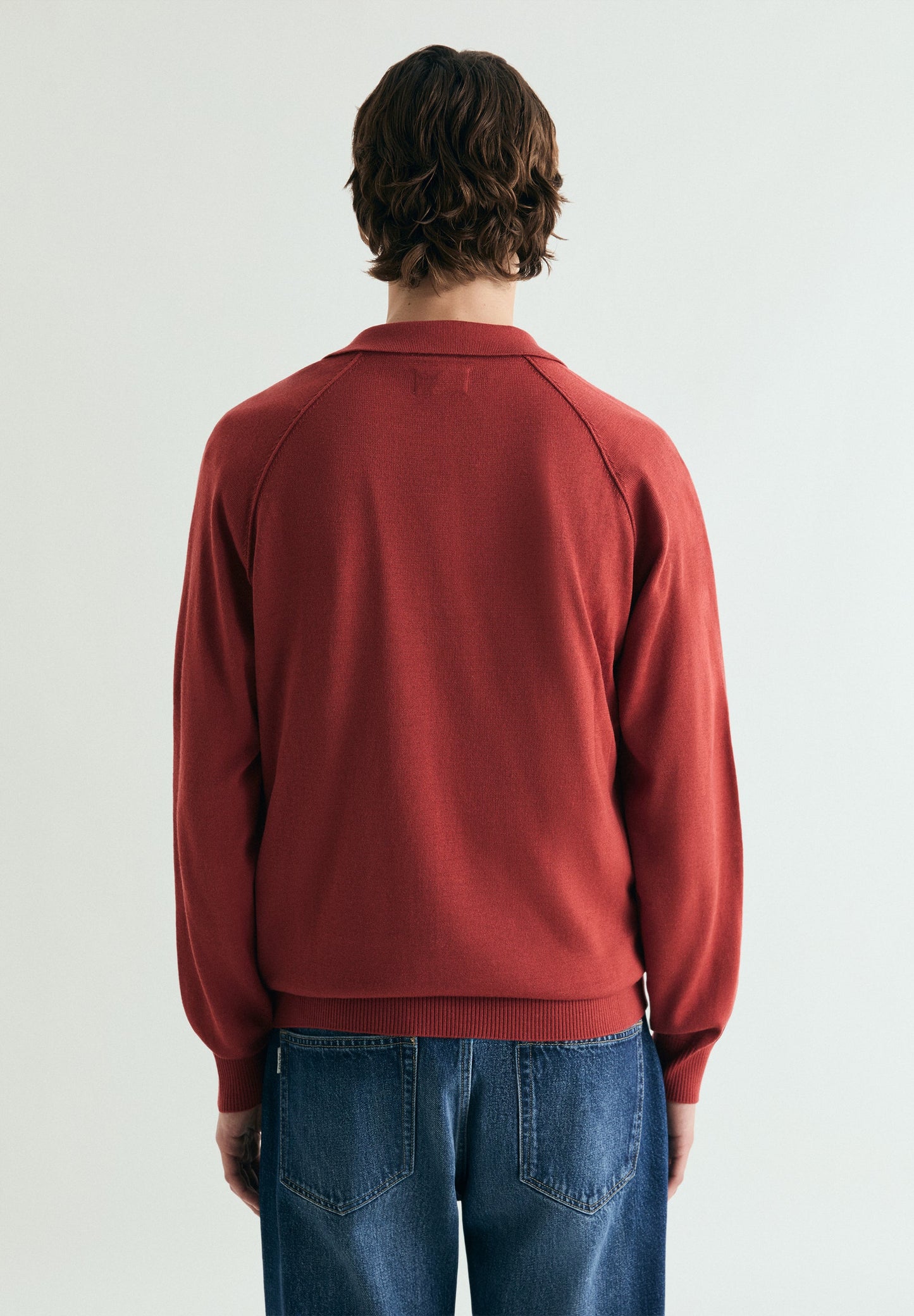 RAGLAN SLEEVE SWEATER WITH POLO SHIRT COLLAR