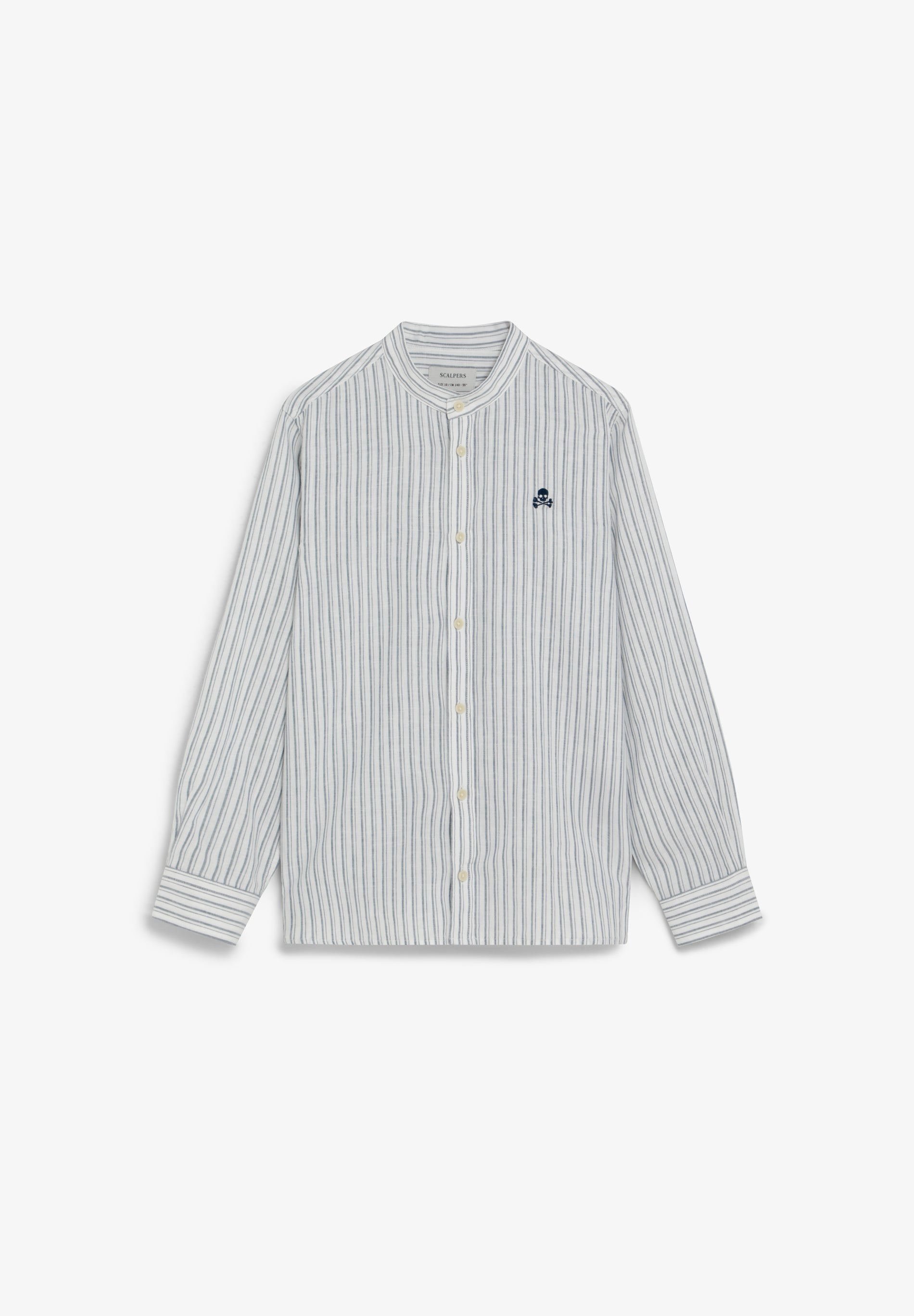 STRIPE SHIRT WITH STAND-UP COLLAR