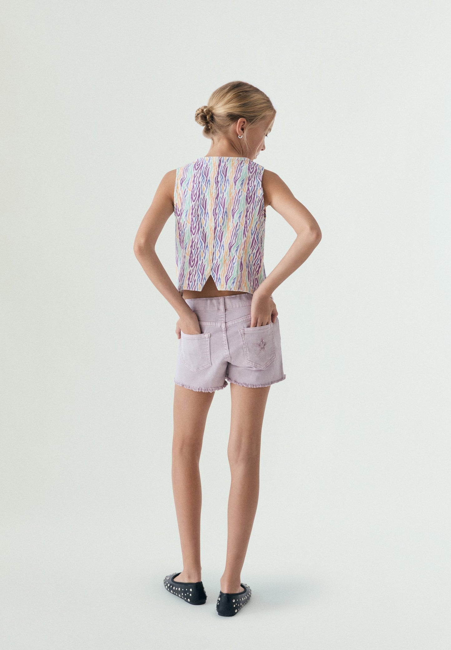 FADED DENIM SHORTS