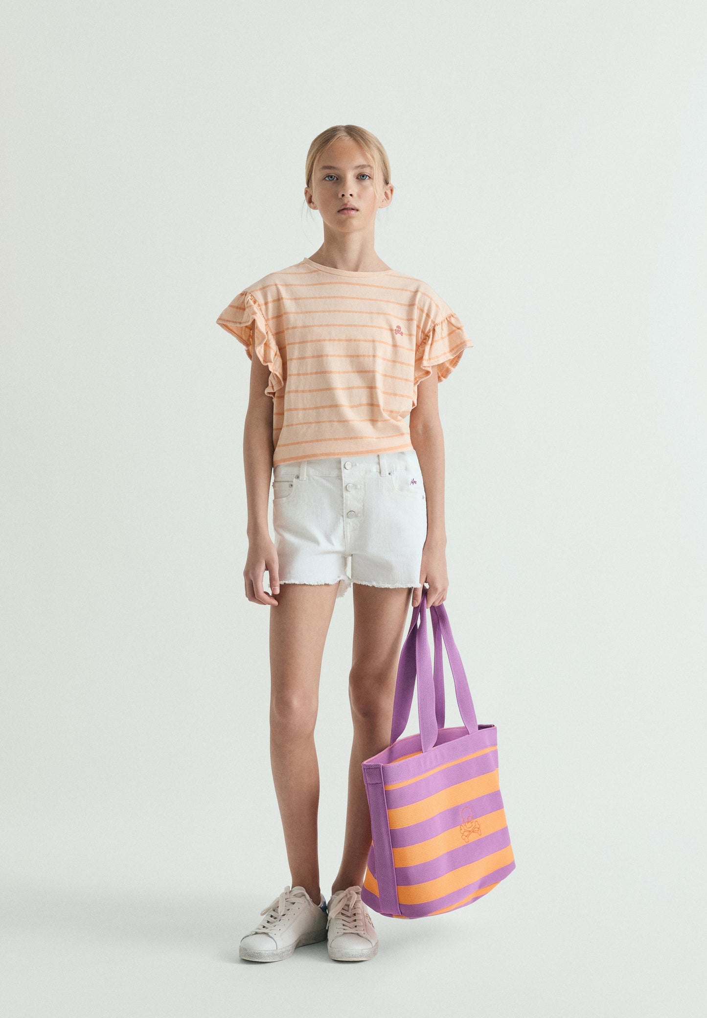 STRIPED T-SHIRT WITH CONTRAST SKULL