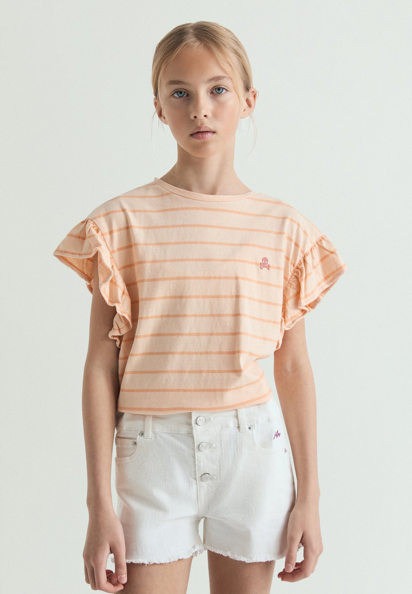 STRIPED T-SHIRT WITH CONTRAST SKULL