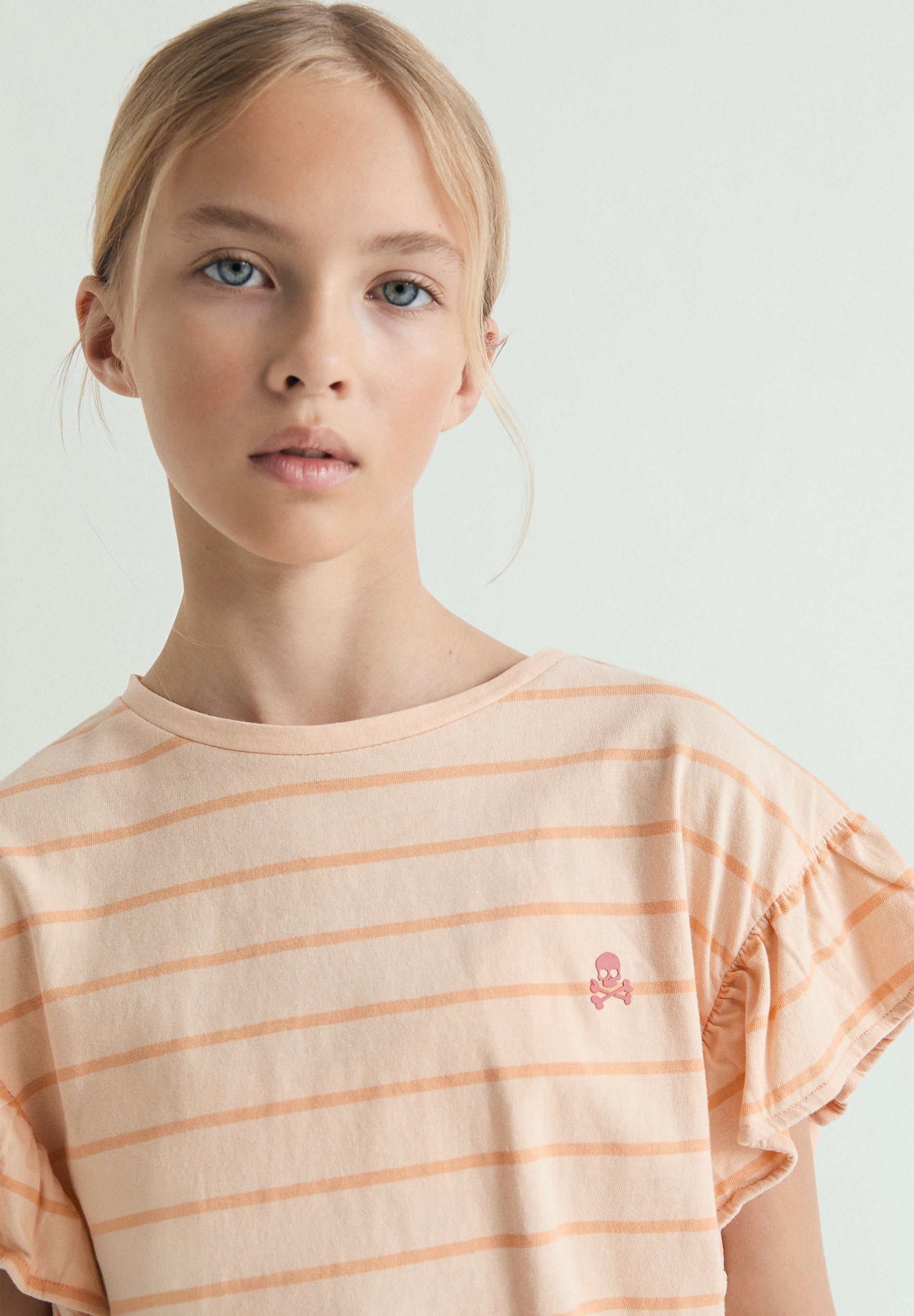 STRIPED T-SHIRT WITH CONTRAST SKULL