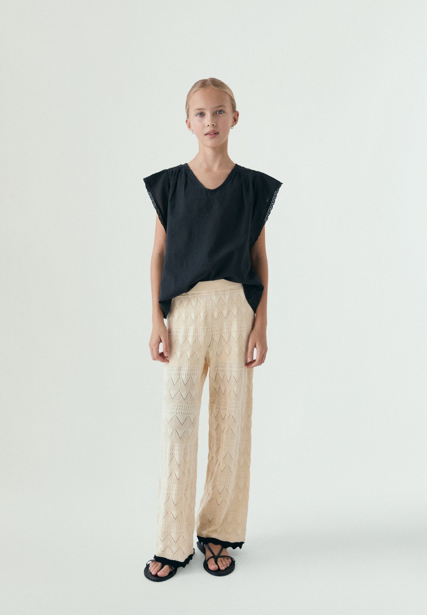 OPENWORK KNIT TROUSERS