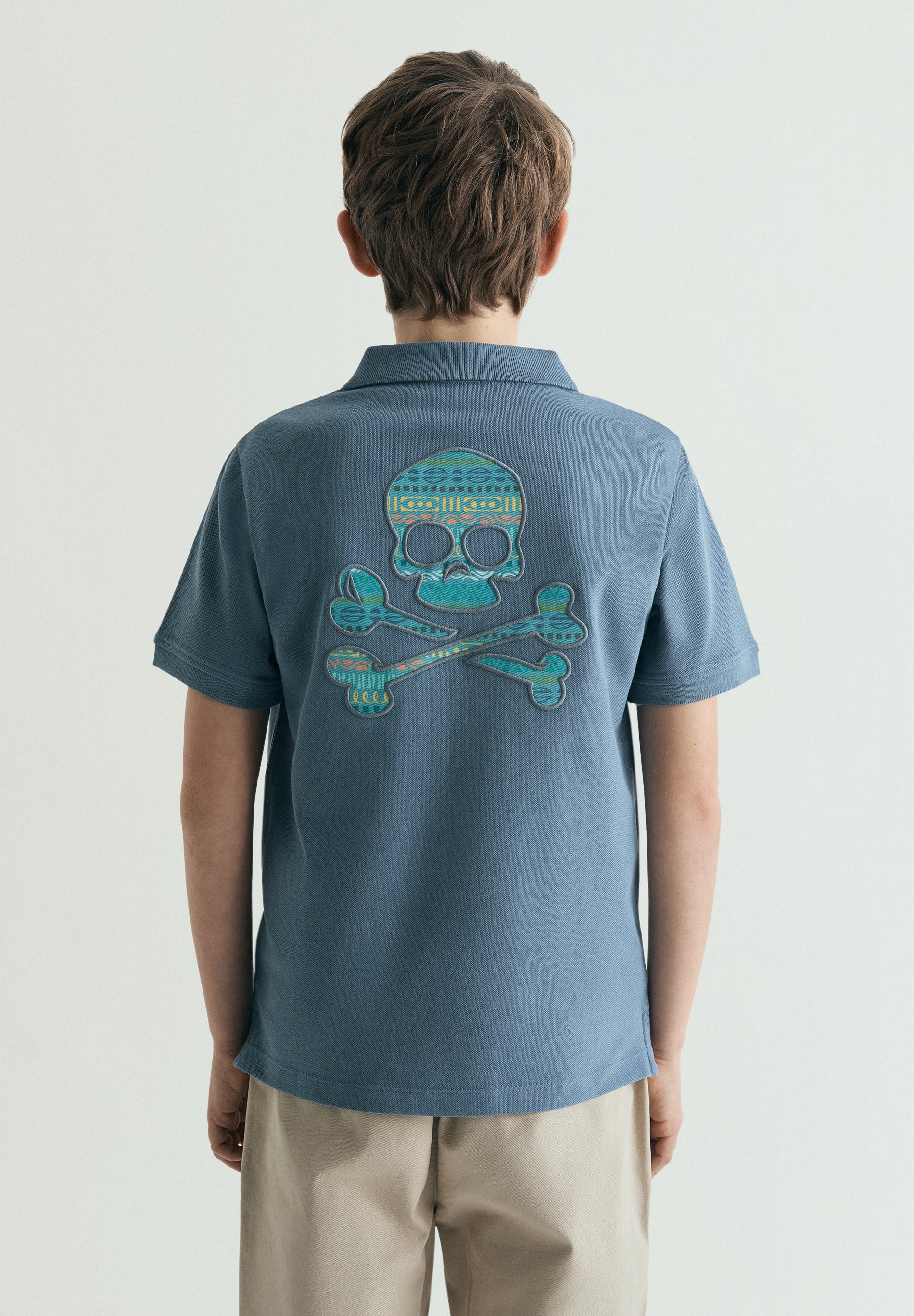 POLO SHIRT WITH CONTRAST EMBROIDERED SKULL