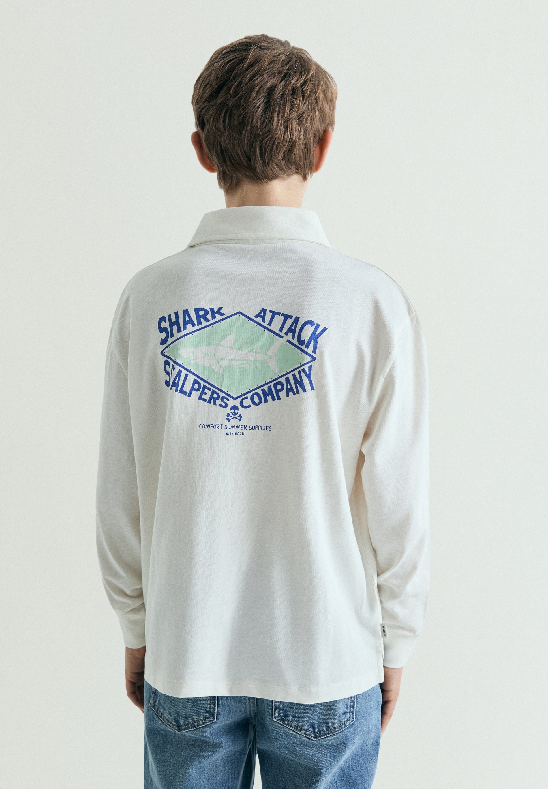 LONG SLEEVE POLO SHIRT WITH CONTRAST PRINT