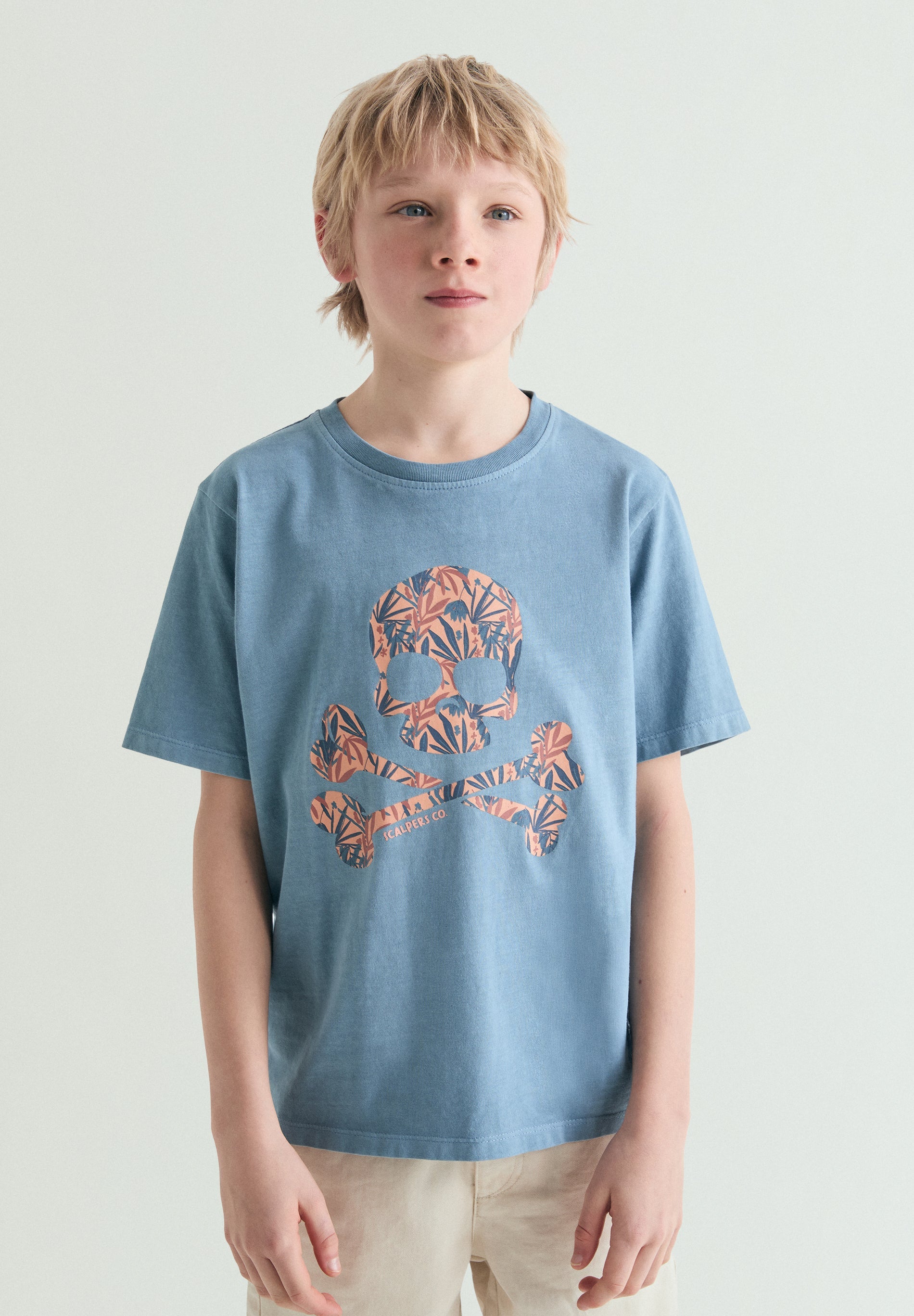 TROPICAL SKULL PRINT T-SHIRT