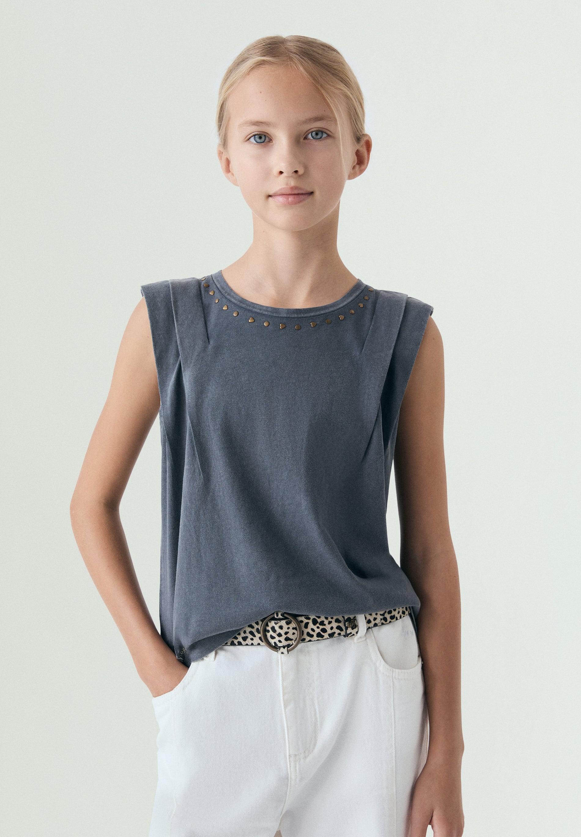 SLEEVELESS T-SHIRT WITH STUDS