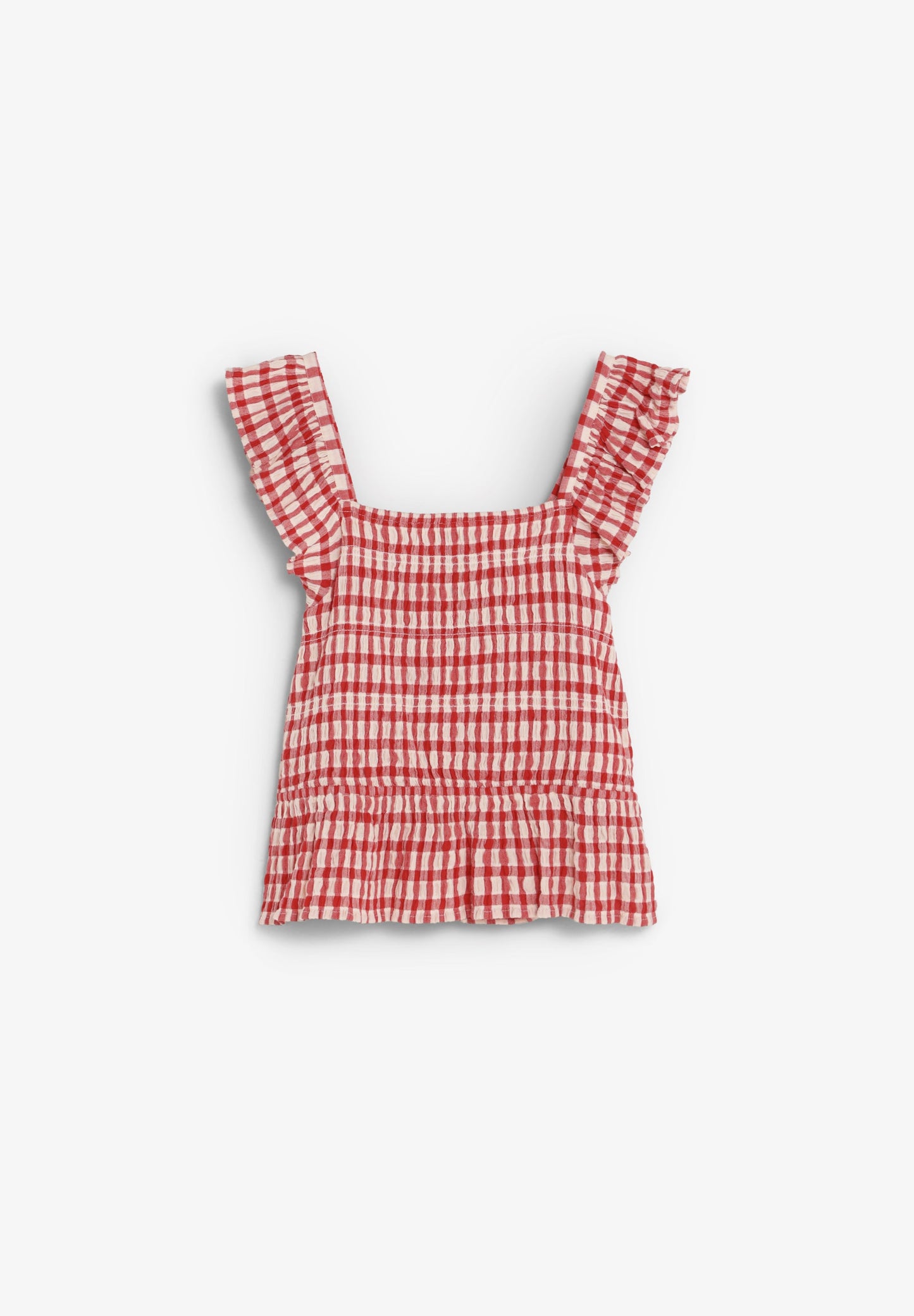SMOCKED GINGHAM TOP