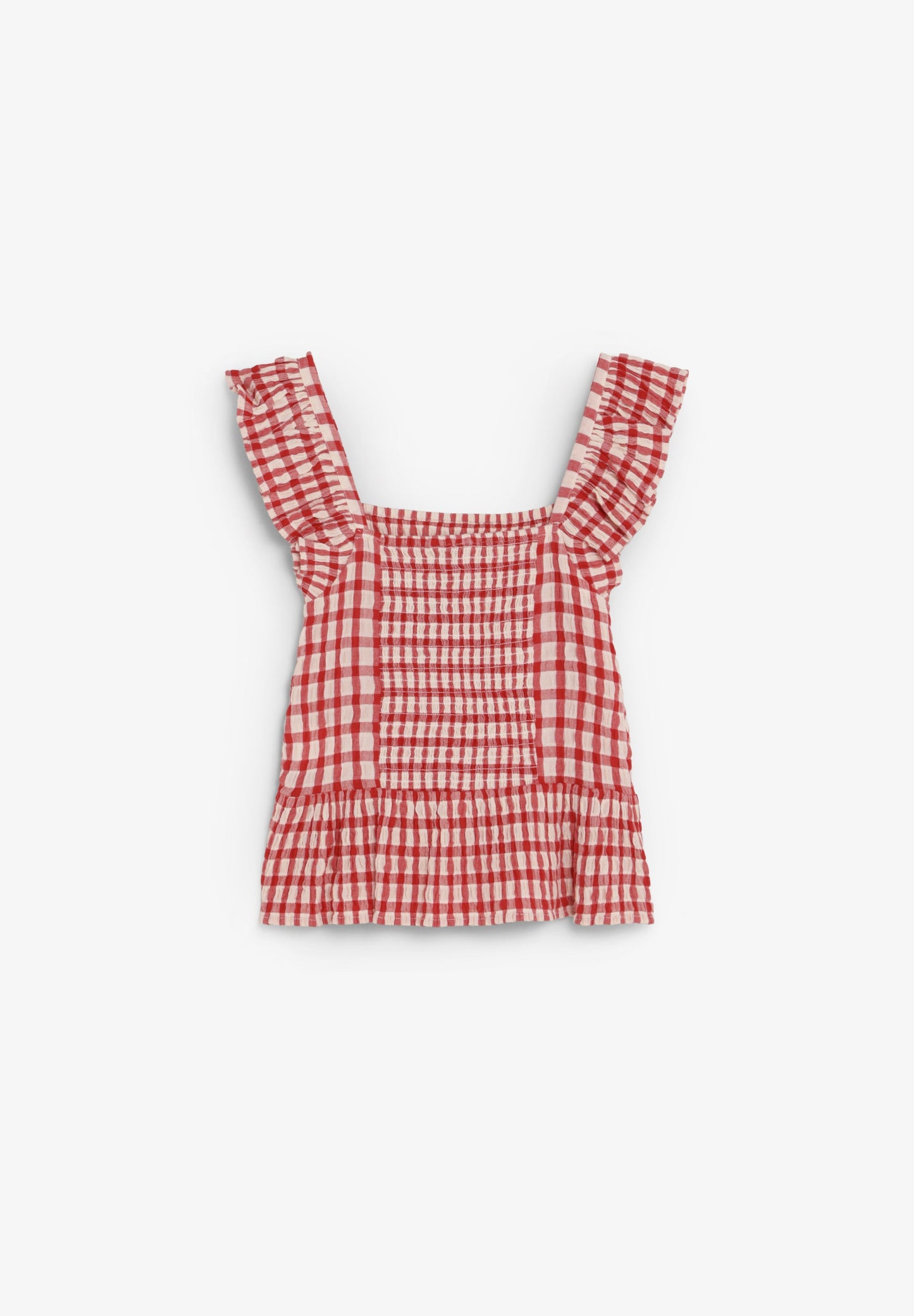 SMOCKED GINGHAM TOP