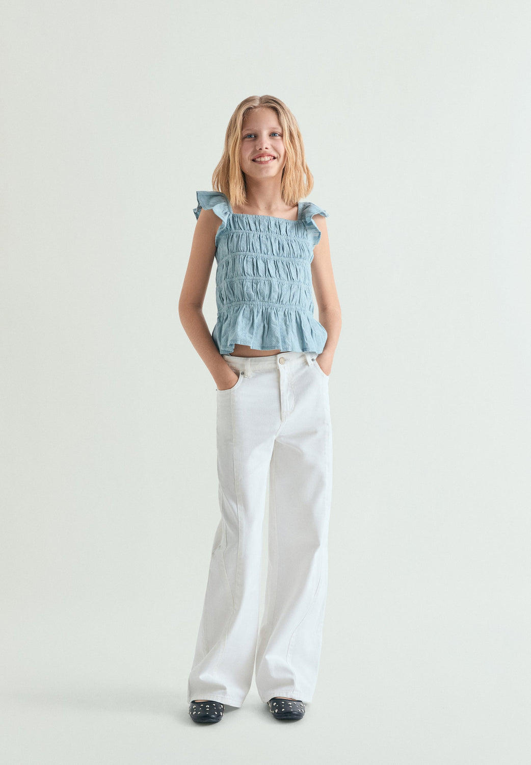BLUSA VOLANTES FRUNCIDA - Scalpers
