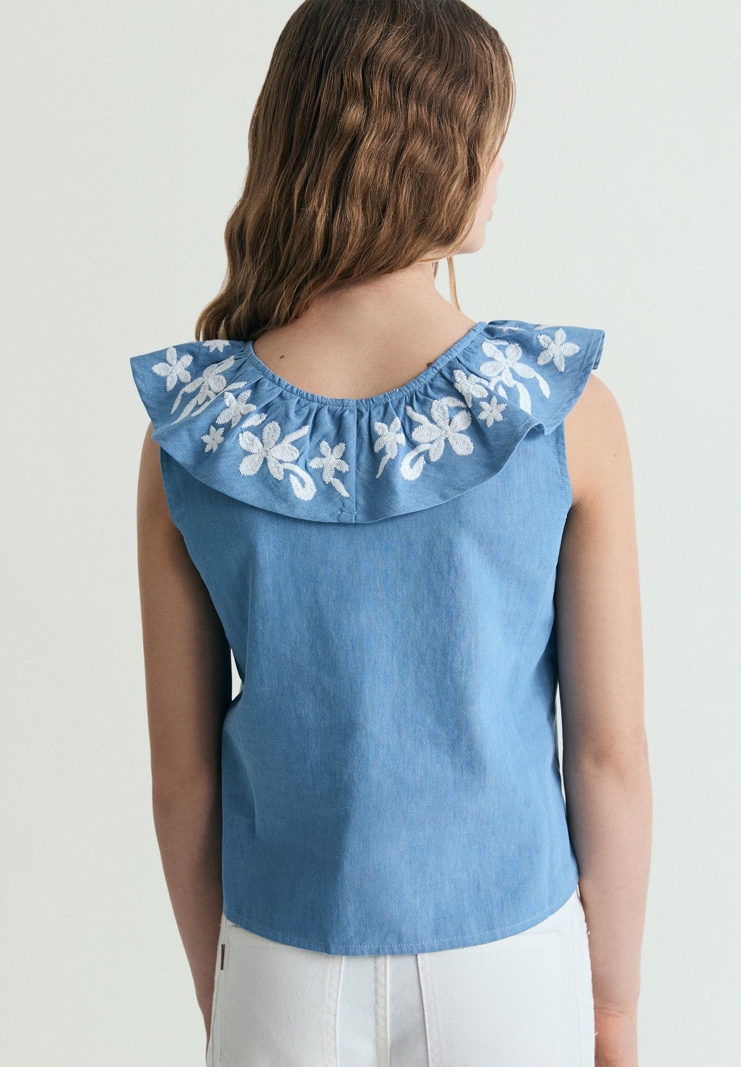 EMBROIDERED DENIM BLOUSE