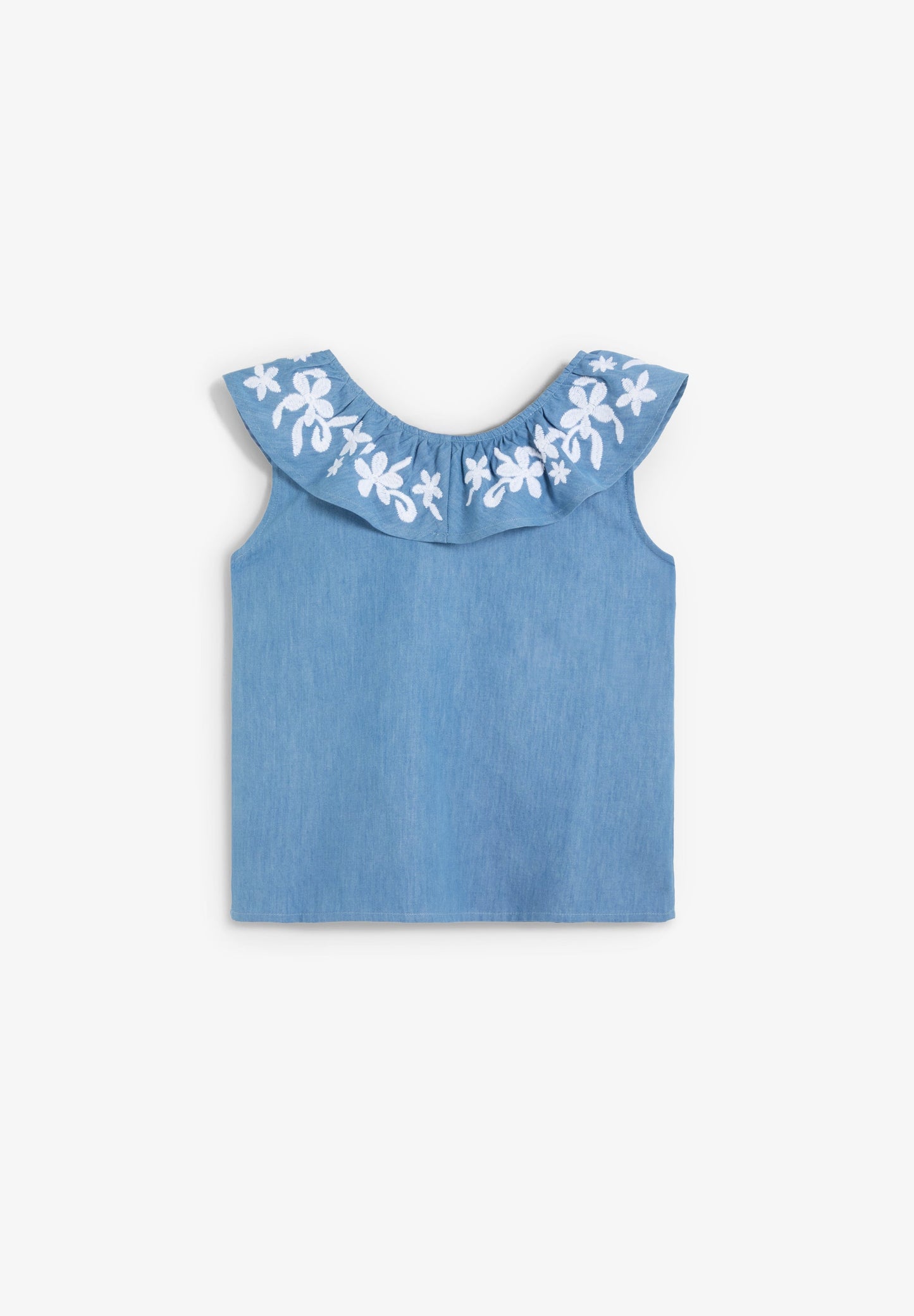 EMBROIDERED DENIM BLOUSE