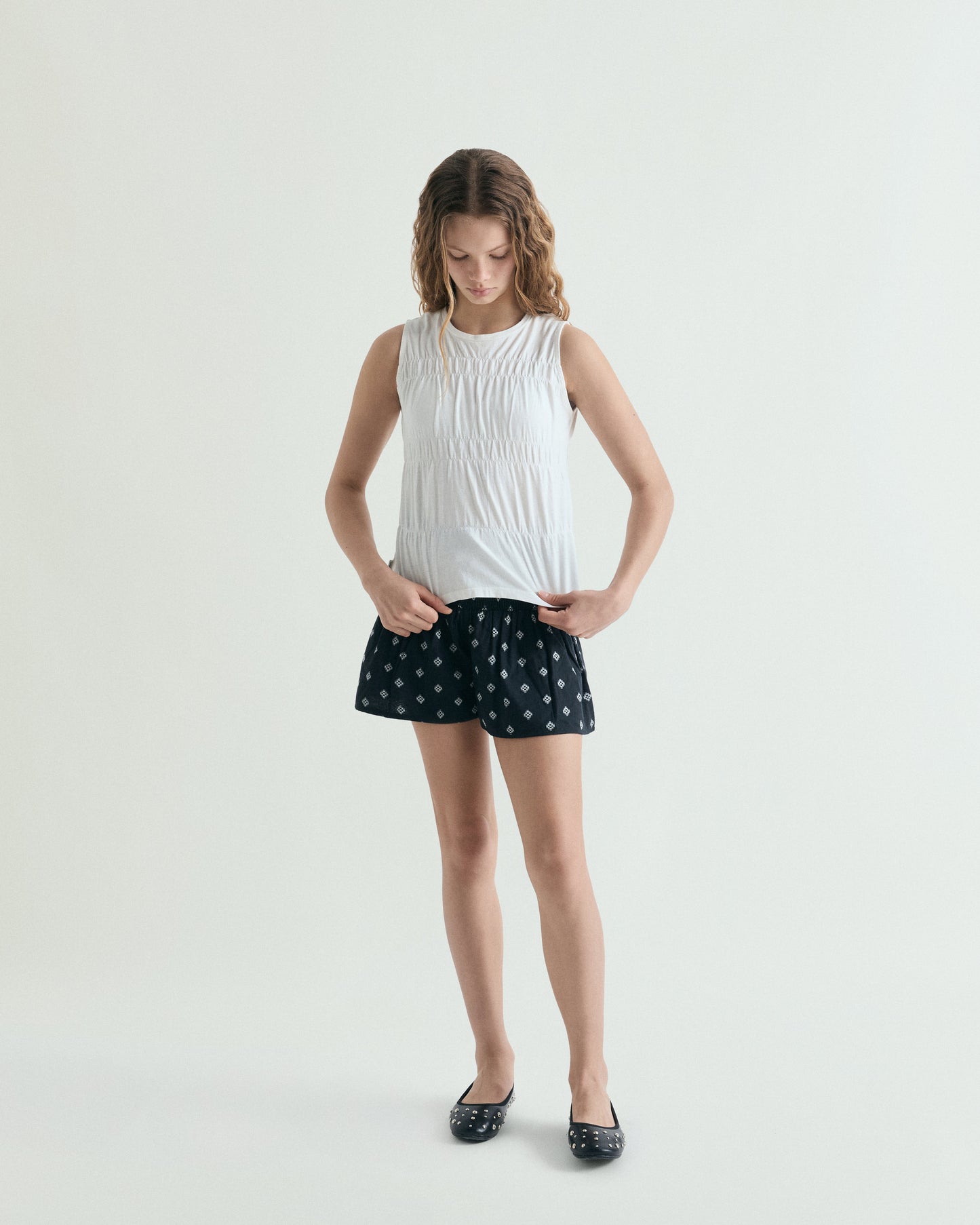 GATHERED COTTON T-SHIRT