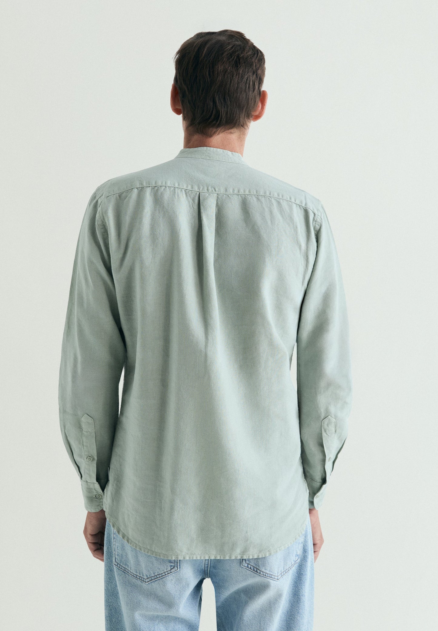 LINEN SHIRT WITH STAND-UP COLLAR