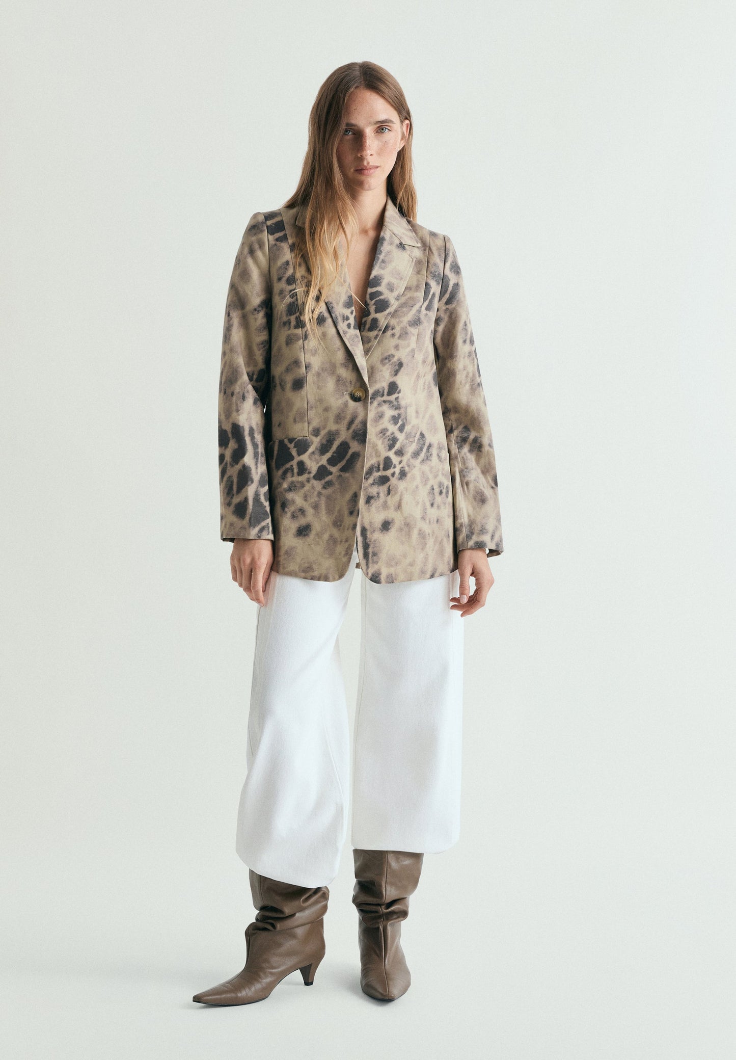 PRINTED LINEN BLAZER