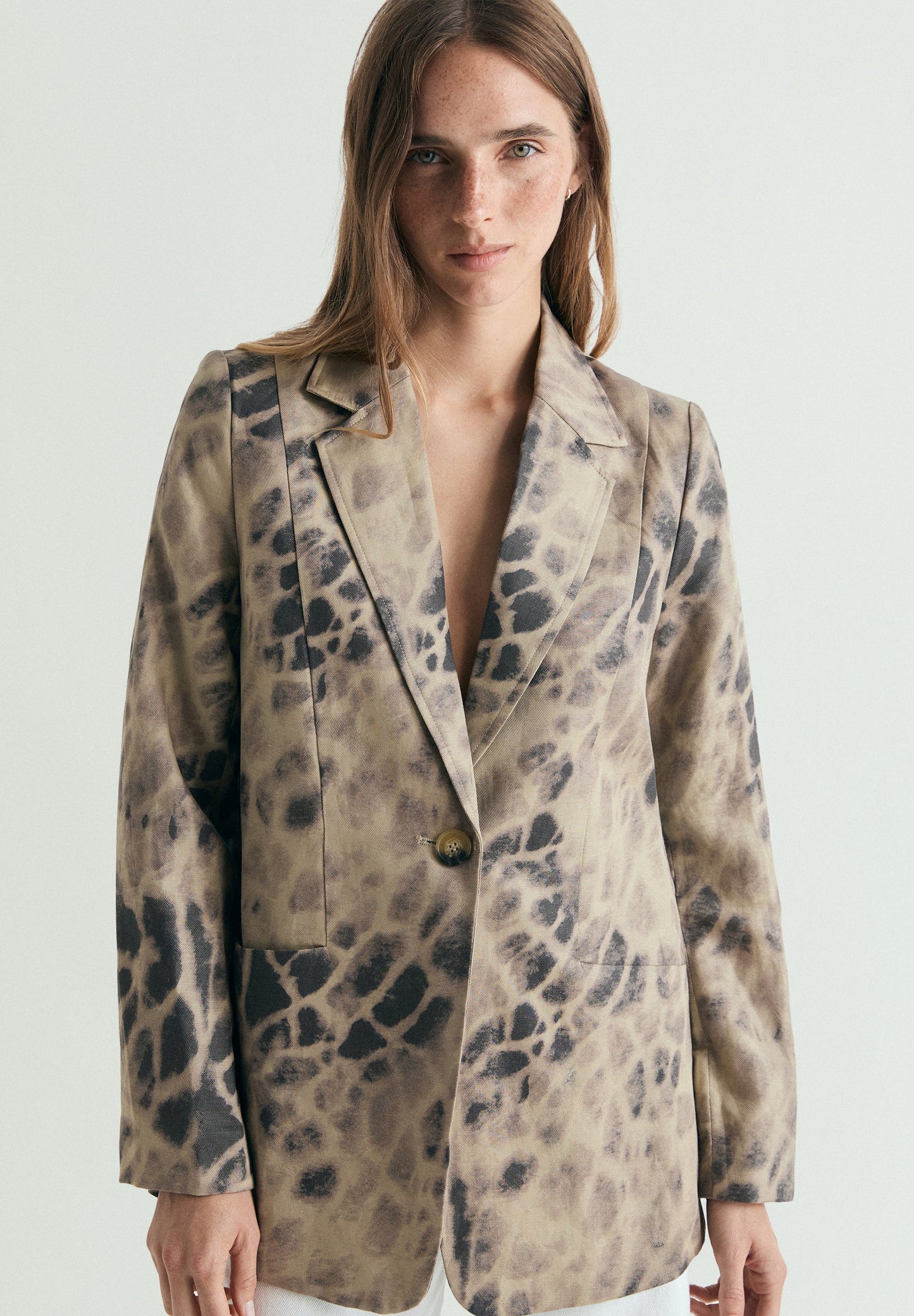PRINTED LINEN BLAZER