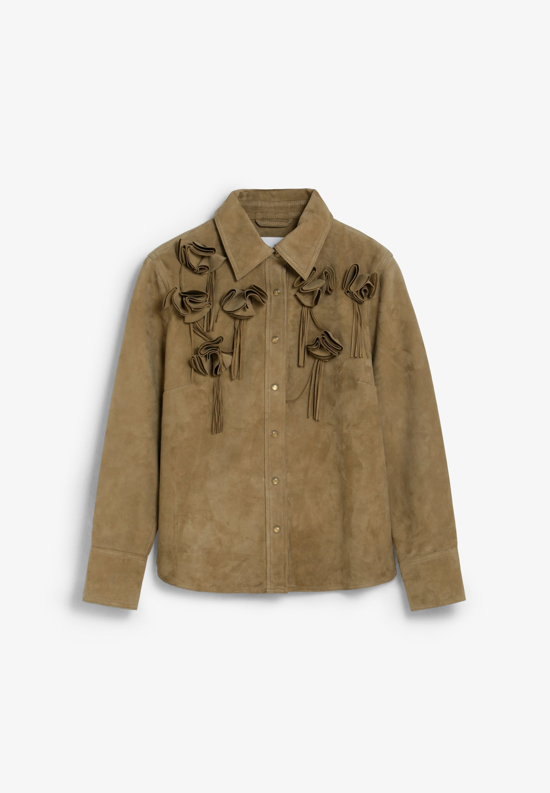 SUEDE SHIRT WITH FLORAL DETAIL