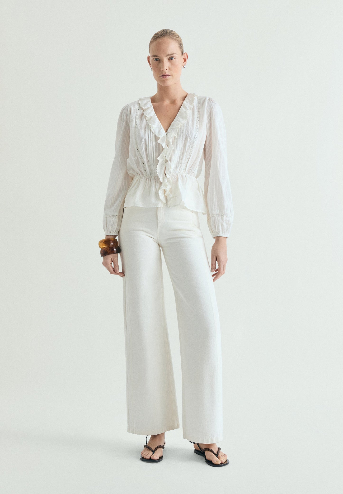 BLOUSE WITH RUFFLES AND RUCHED DETAILS