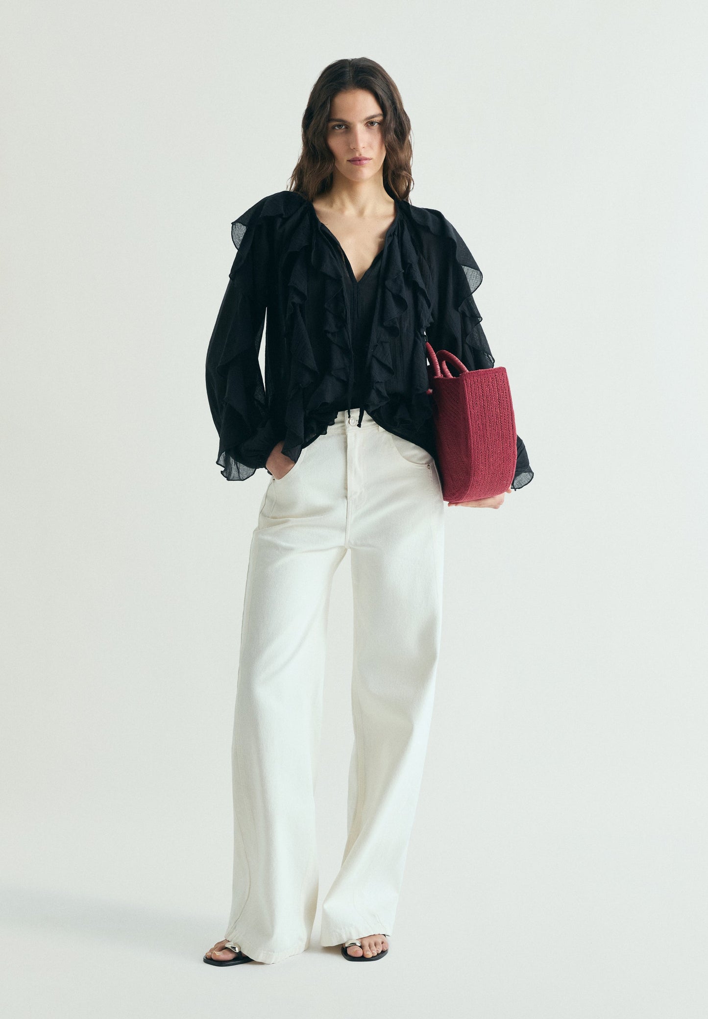 COTTON RUFFLED BLOUSE