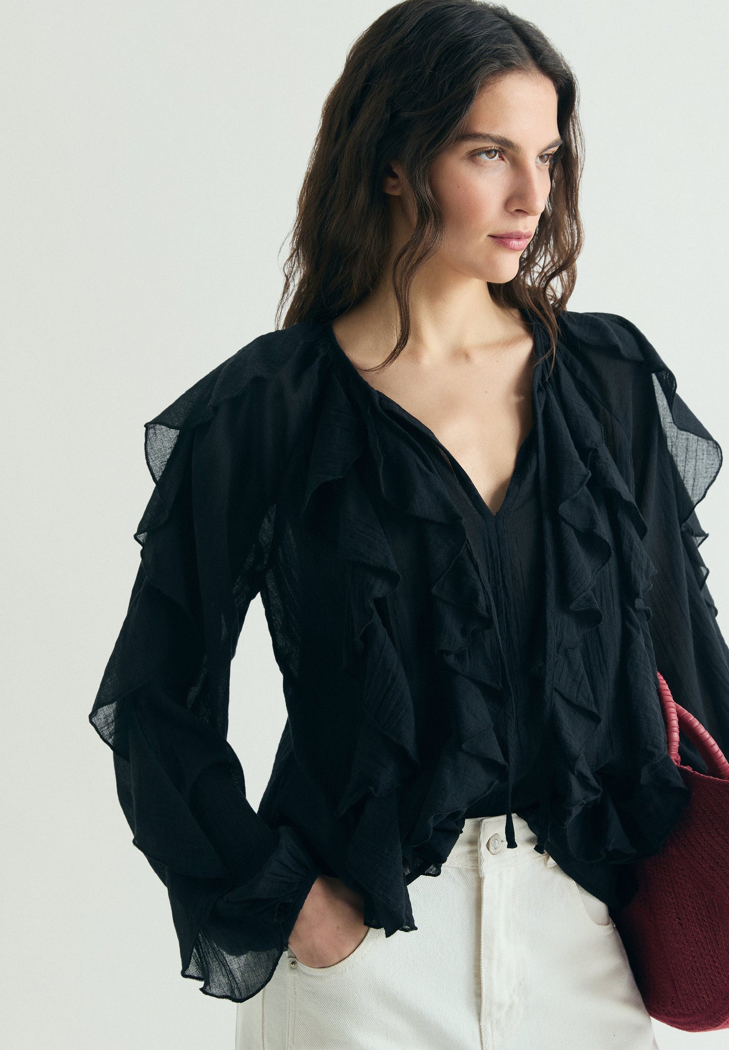 COTTON RUFFLED BLOUSE