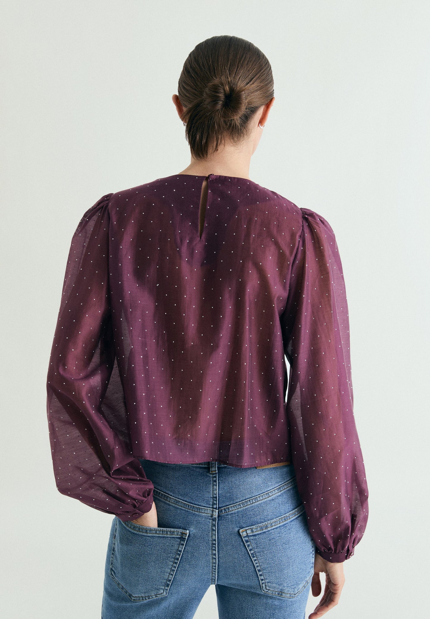 SATIN BLOUSE WITH RHINESTONES