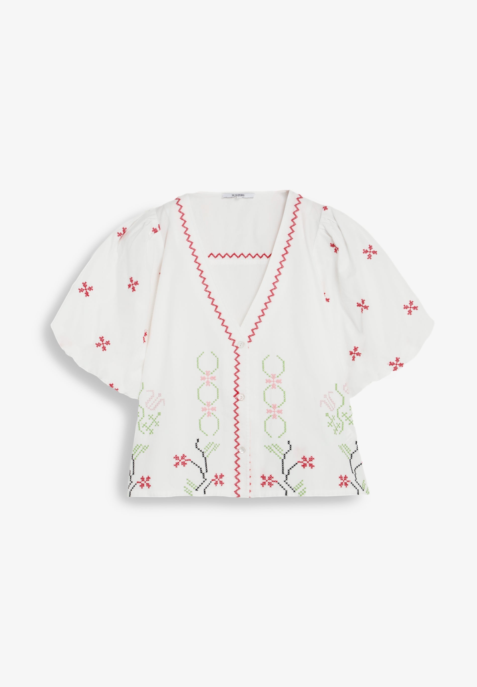 BLOUSE WITH FLORAL EMBROIDERY