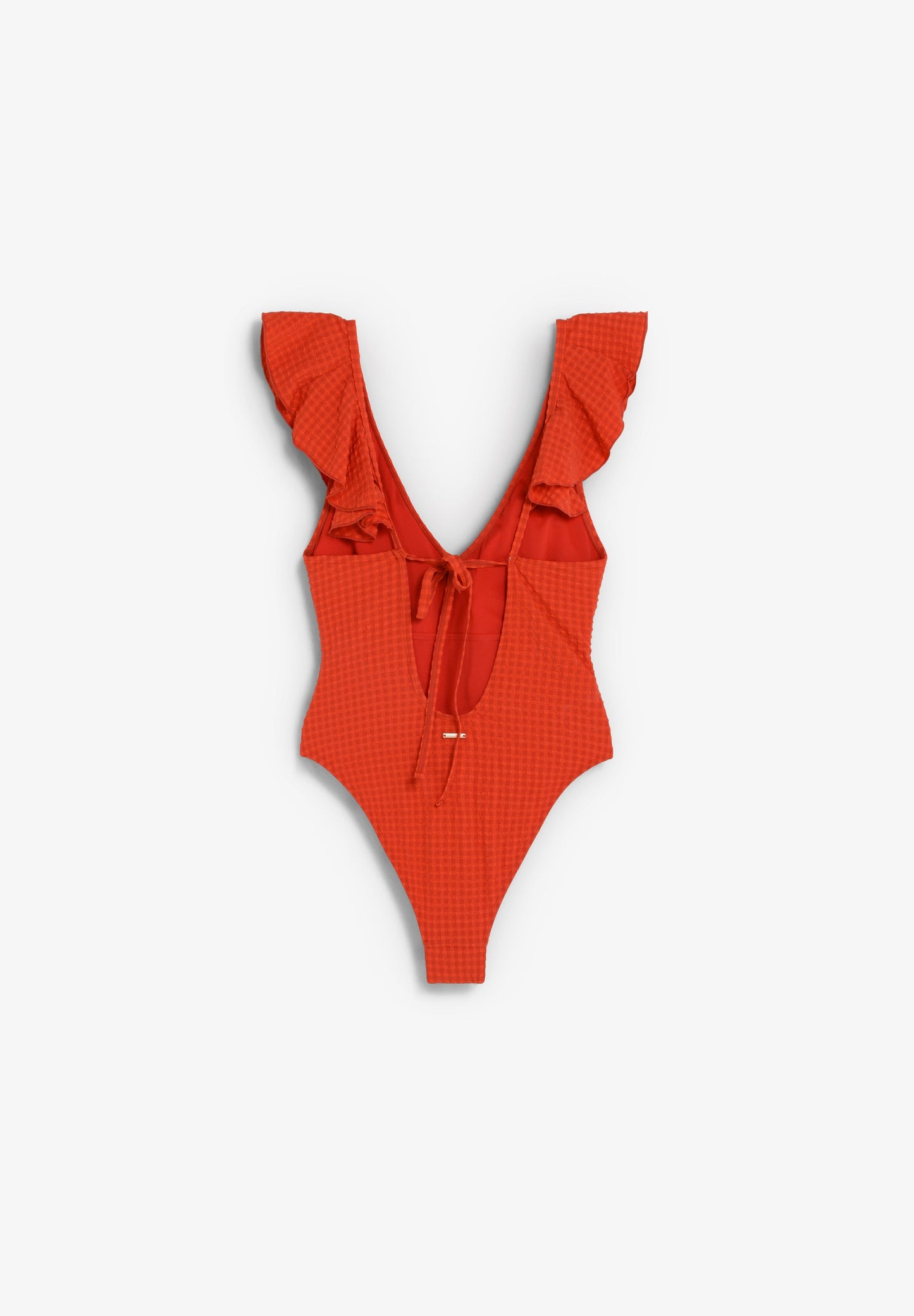 CHECK SWIMSUIT WITH RUFFLE