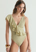 GINGHAM SWIMSUIT WITH RUFFLE