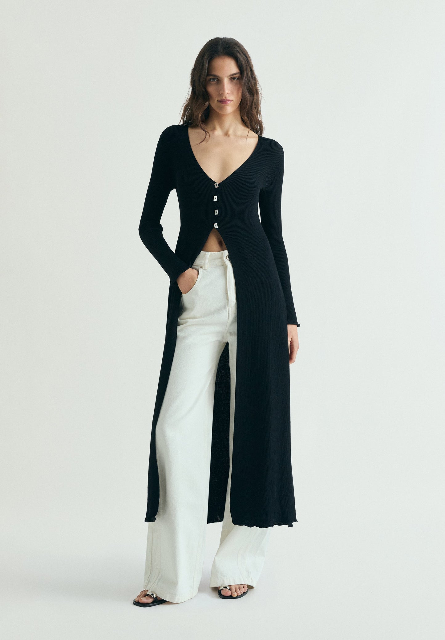 SCBUTTONS LONG KNIT CARDIGAN