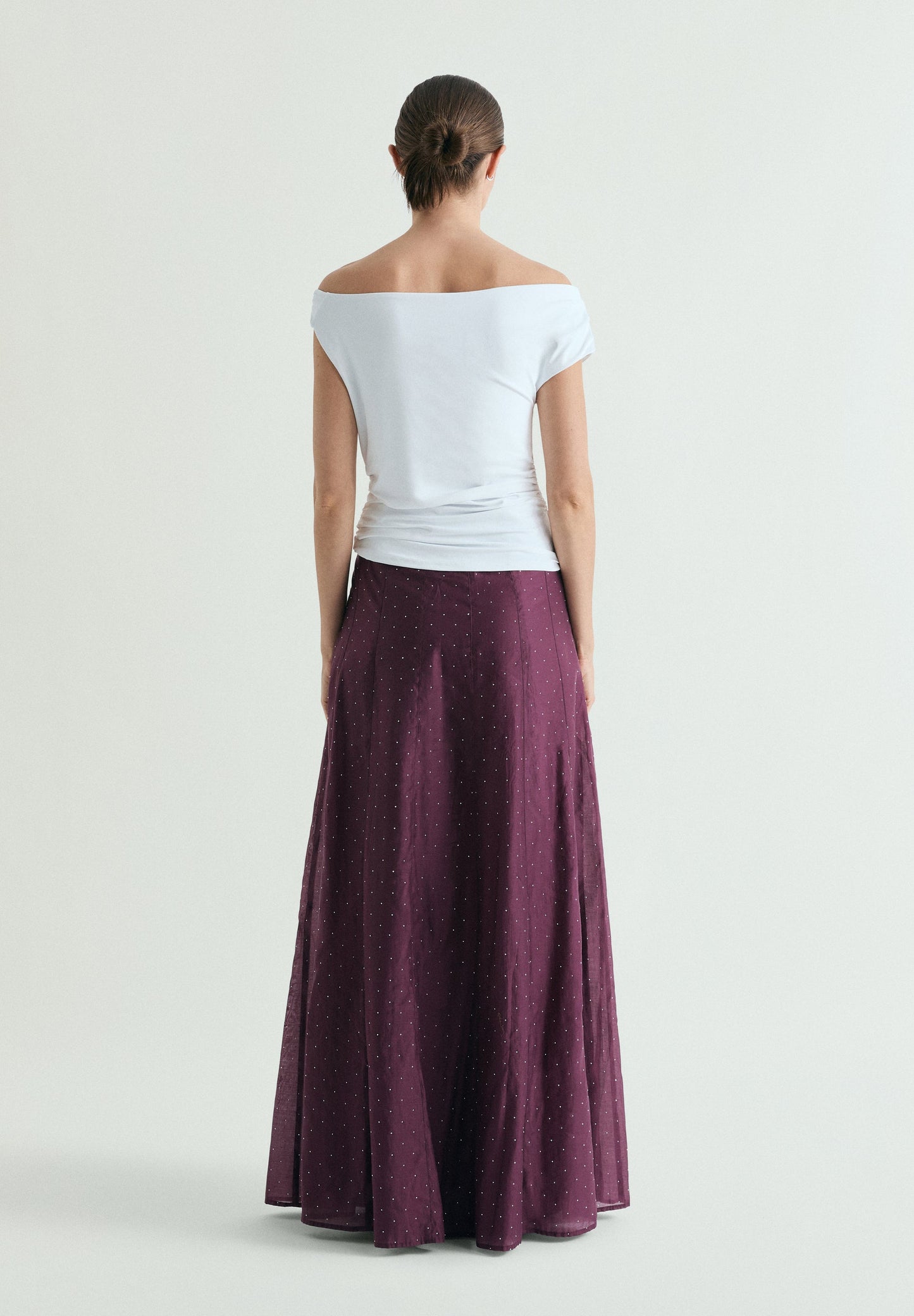 SATIN SKIRT WITH RHINESTONES