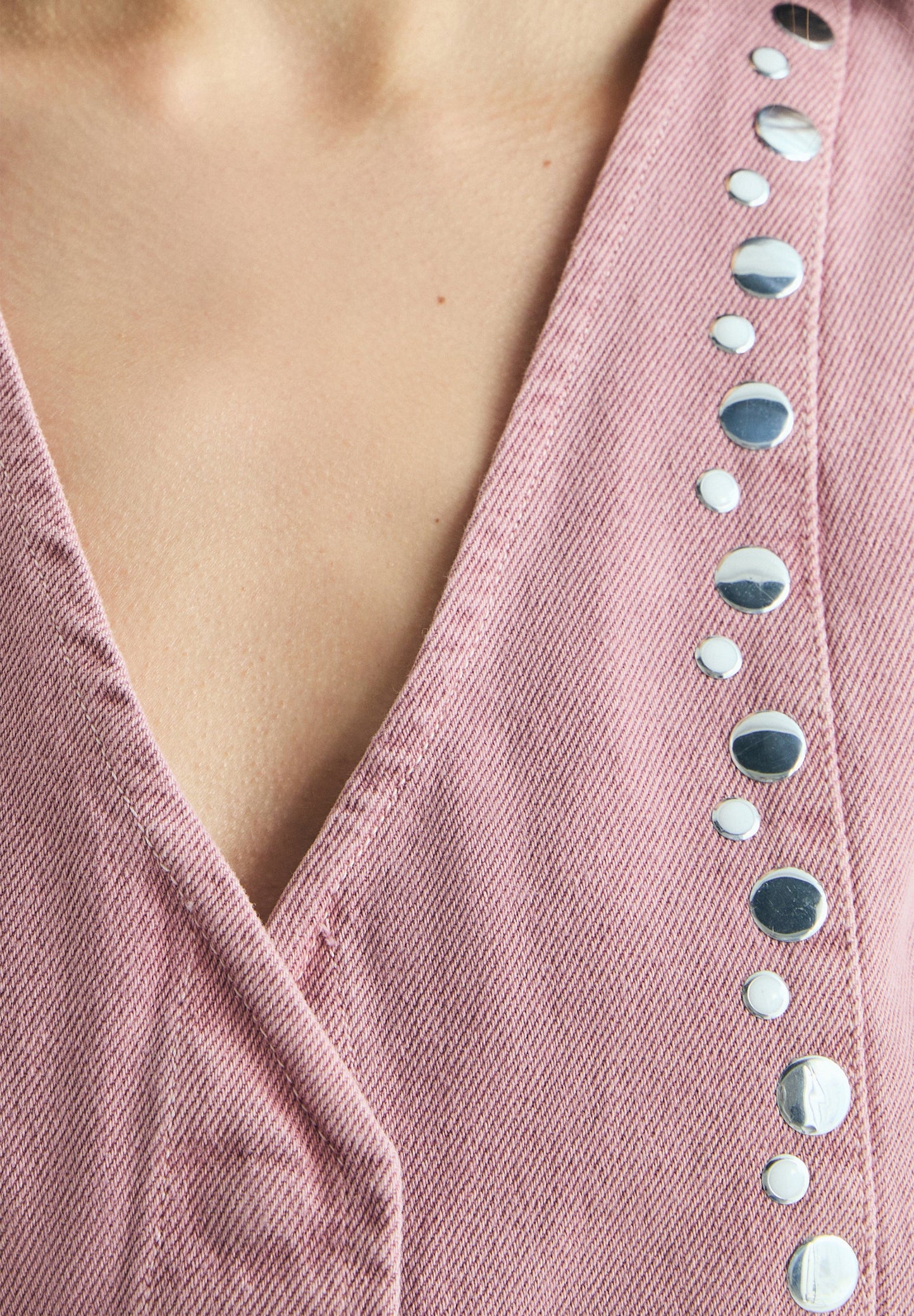 STUDDED DENIM WAISTCOAT