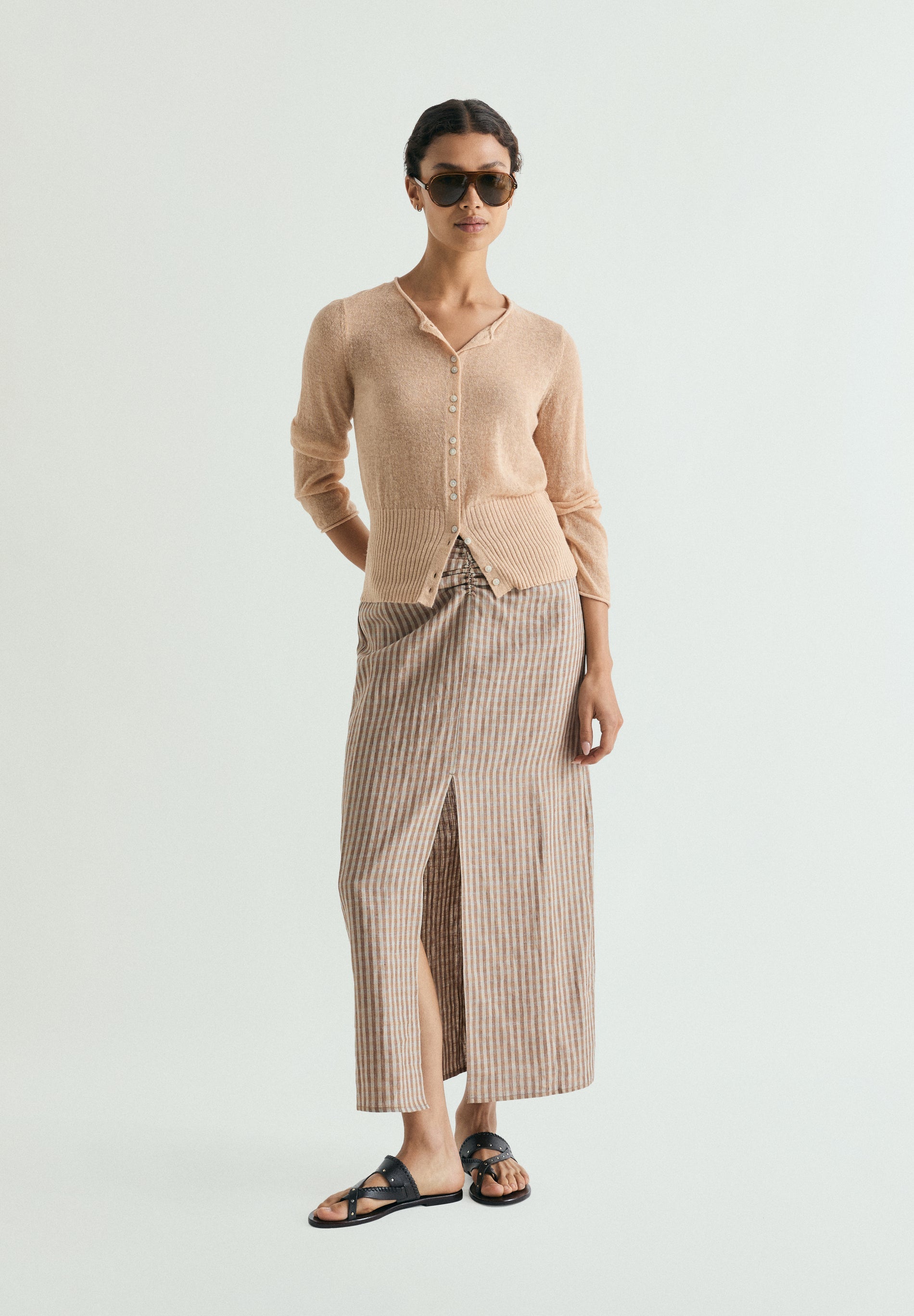 GATHERED GINGHAM SKIRT