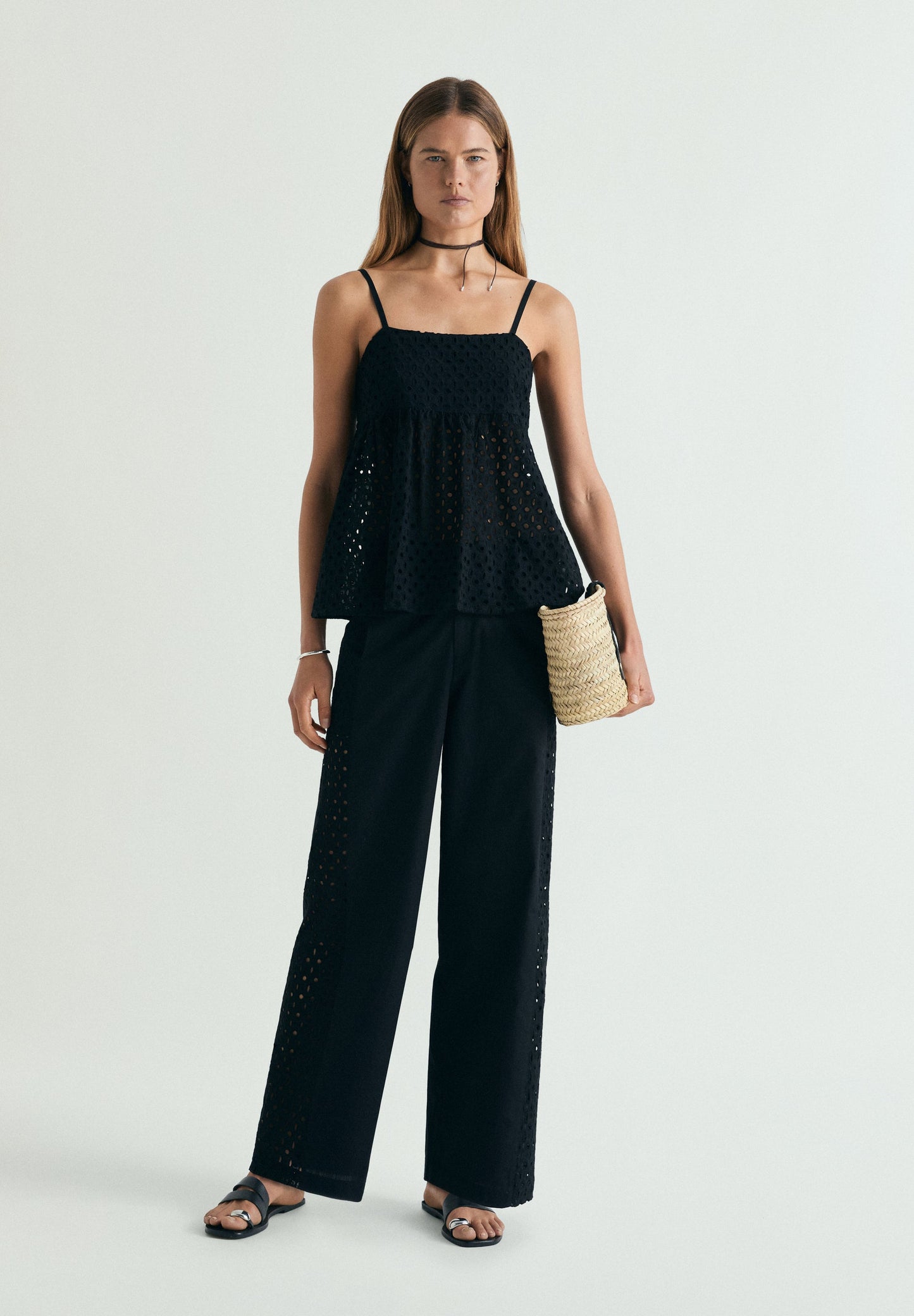 EMBROIDERED OPENWORK TROUSERS