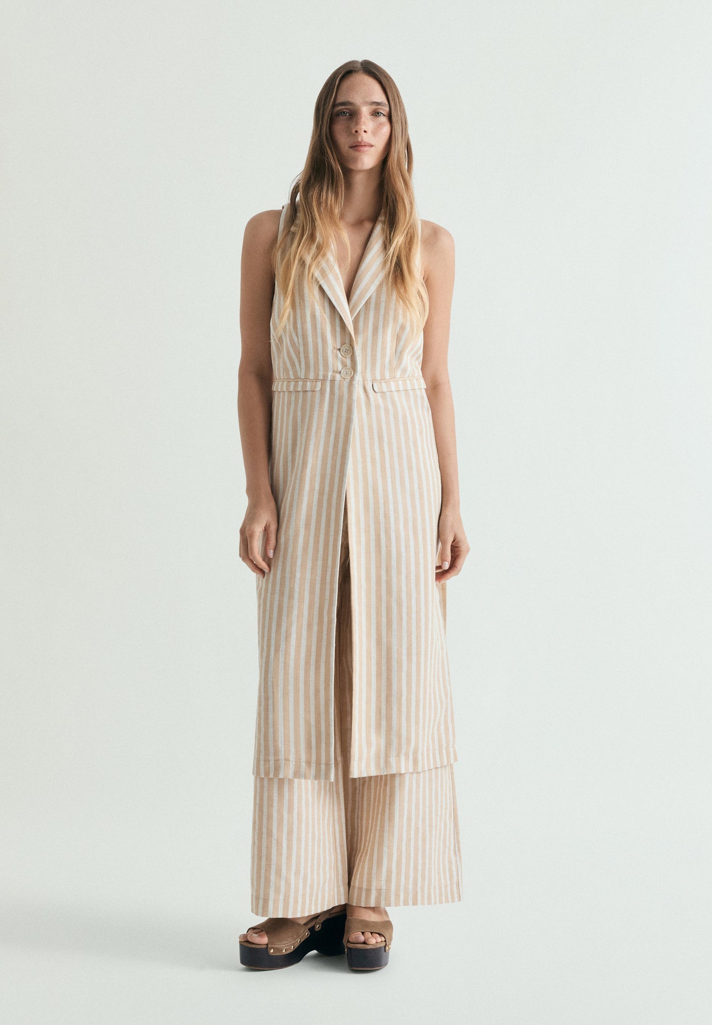 STRIPED LINEN TROUSERS