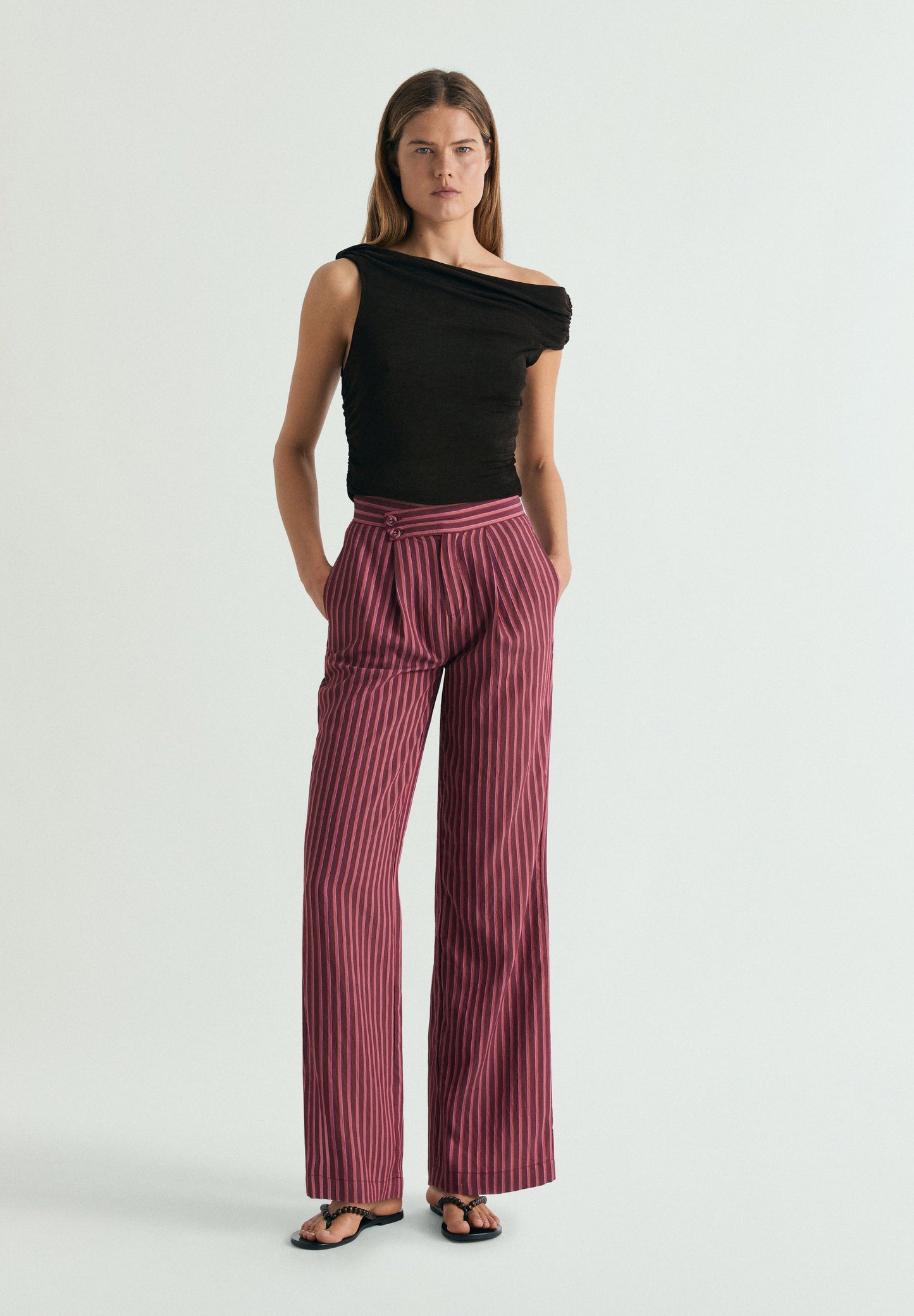 STRIPED TROUSERS WITH BUTTONS