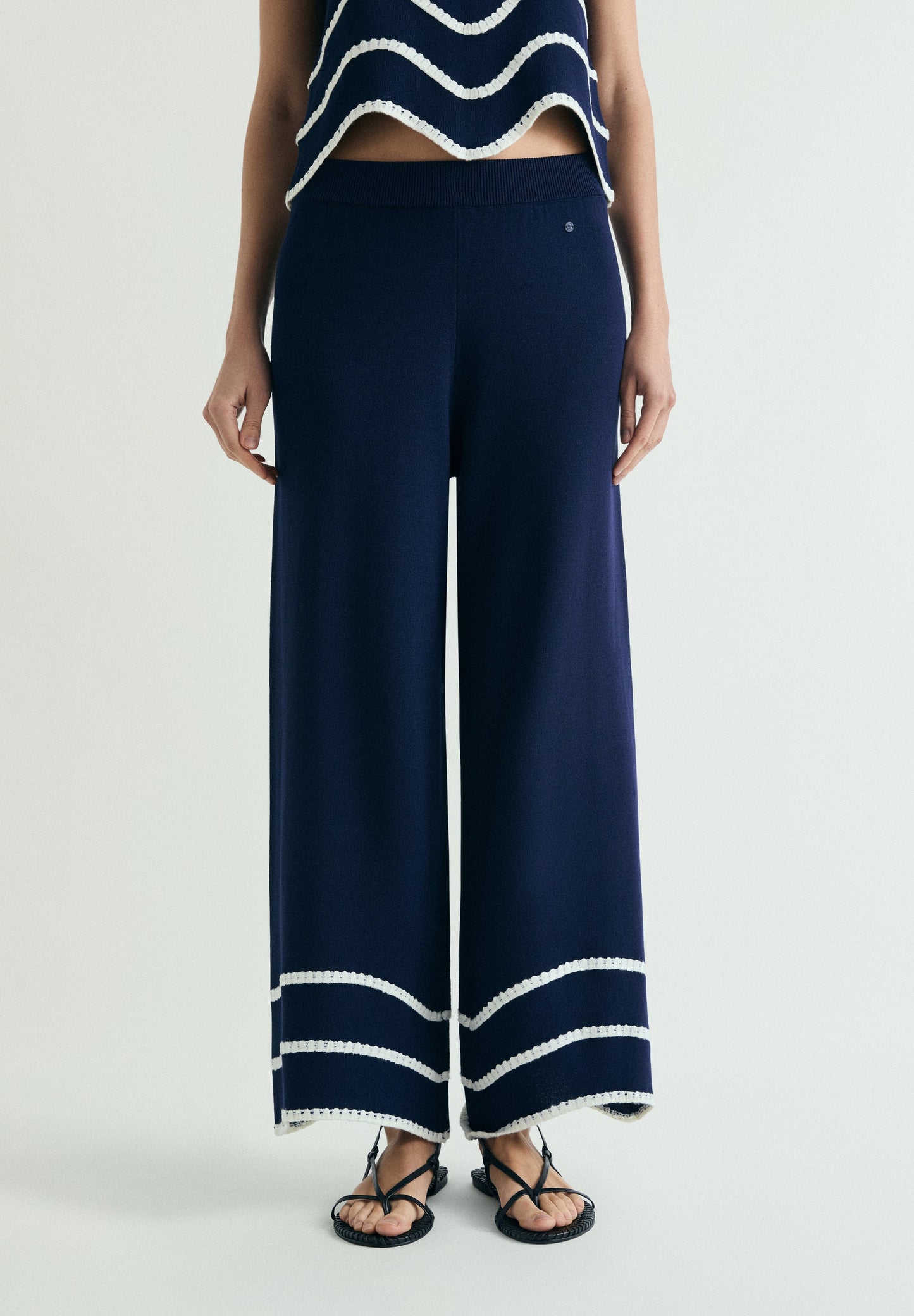 CONTRAST FINE KNIT TROUSERS