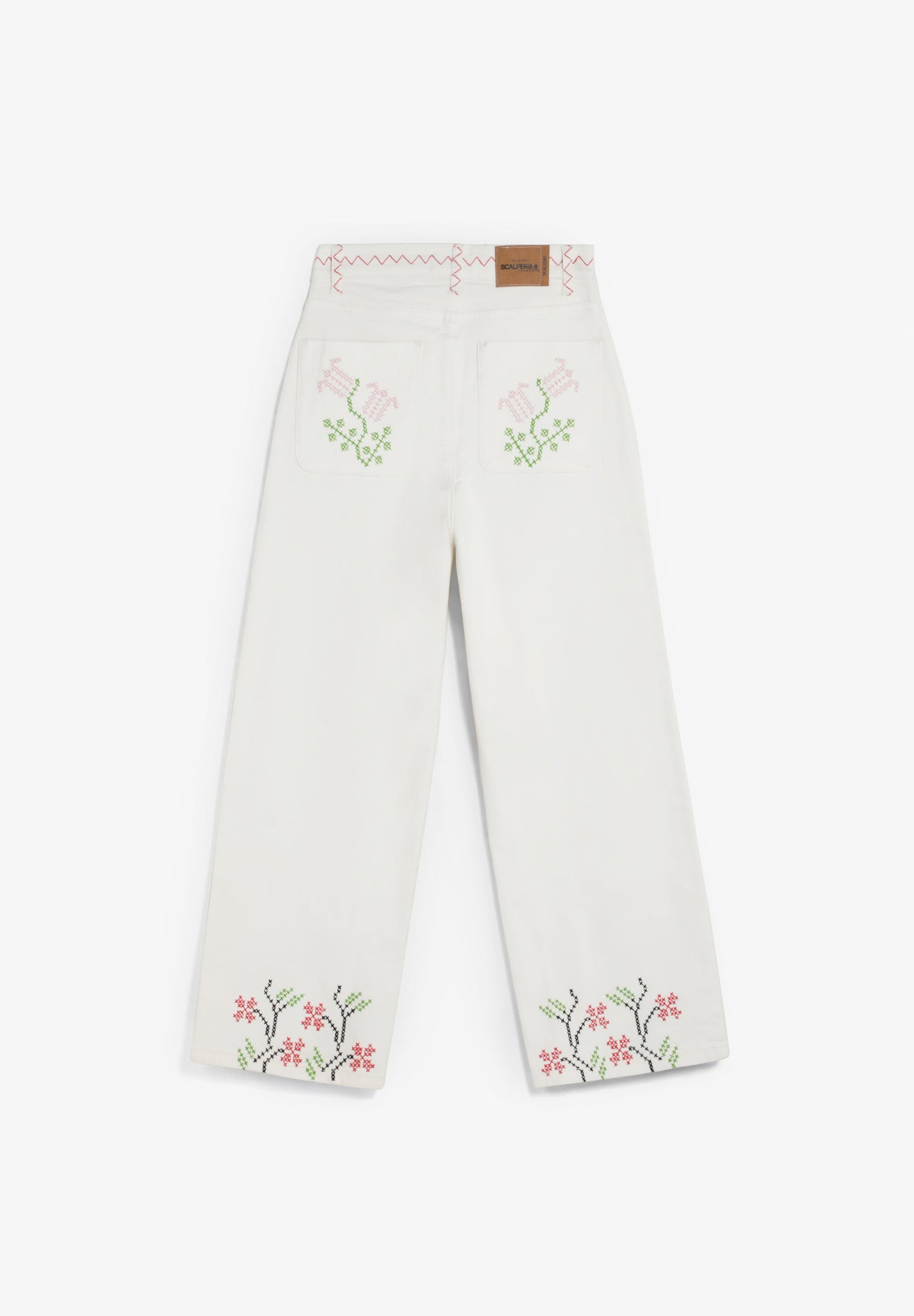 WIDE LEG JEANS WITH FLORAL EMBROIDERY