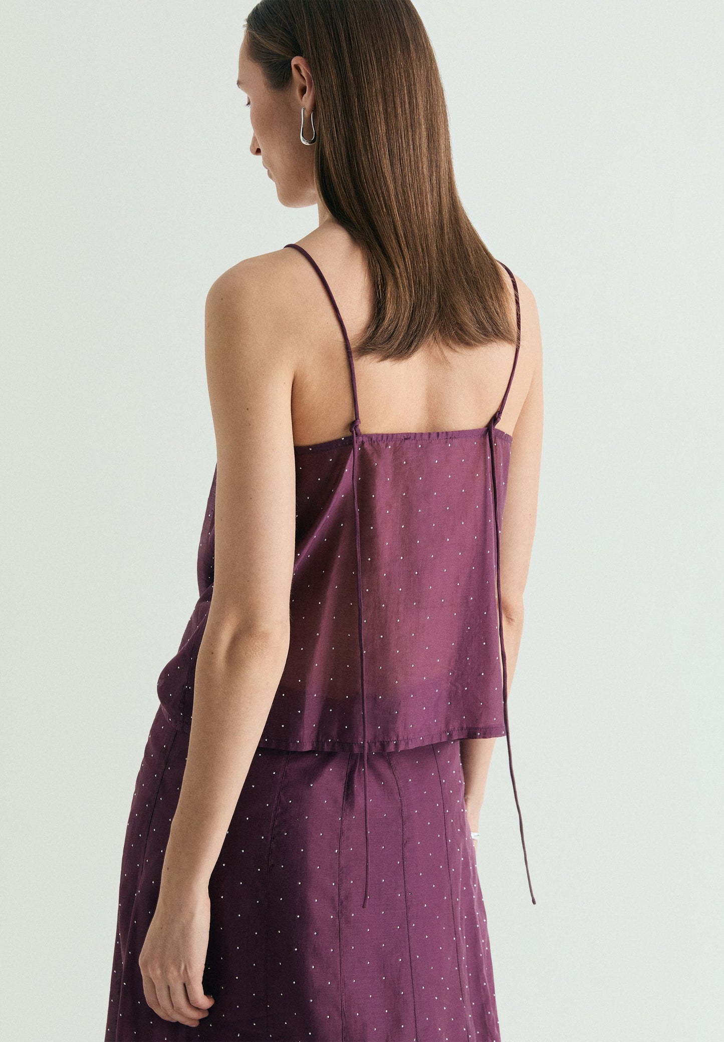 SATIN TOP WITH RHINESTONES