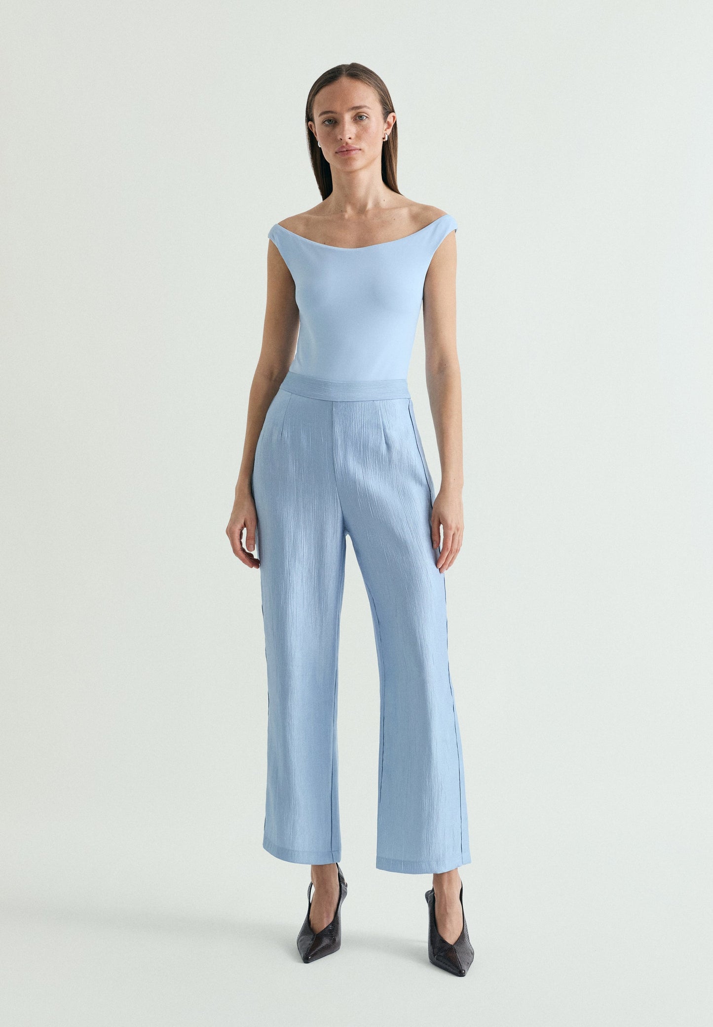 JACQUARD TROUSERS WITH SCALLOPED DETAIL