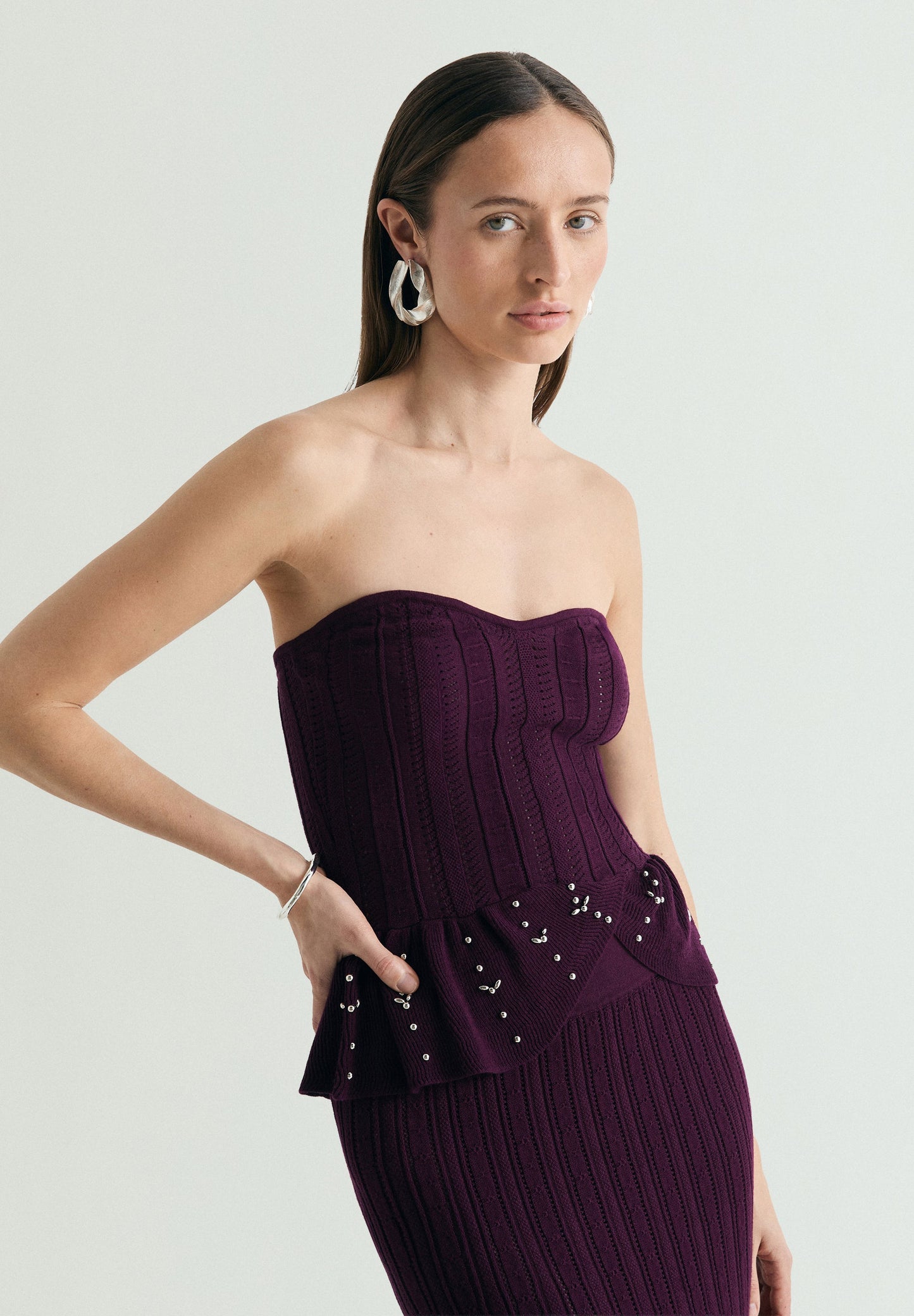 PEPLUM TOP WITH RHINESTONES