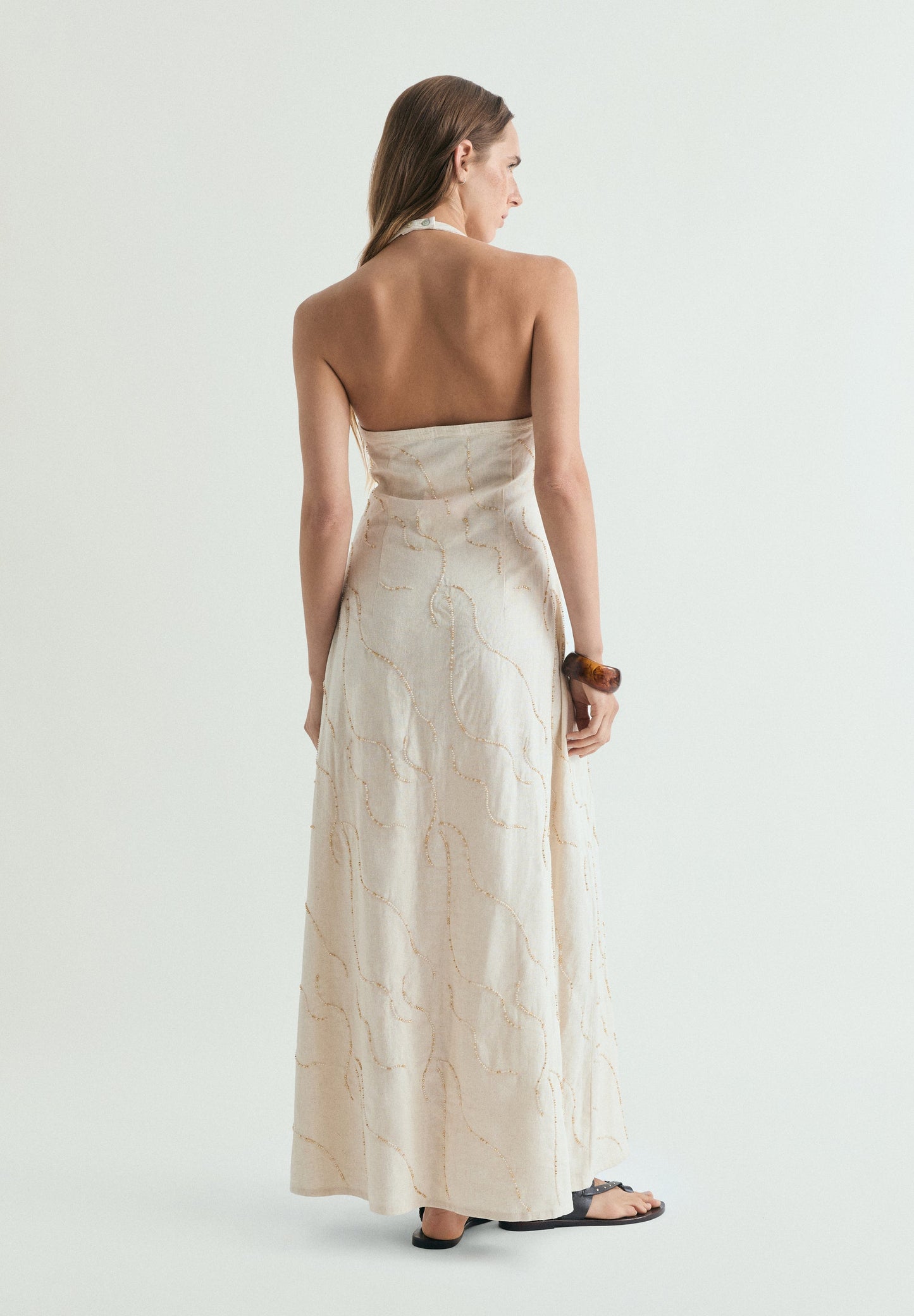 BEADED HALTER DRESS