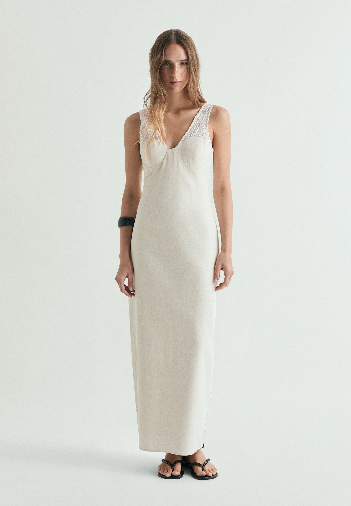 LINEN MIDI DRESS