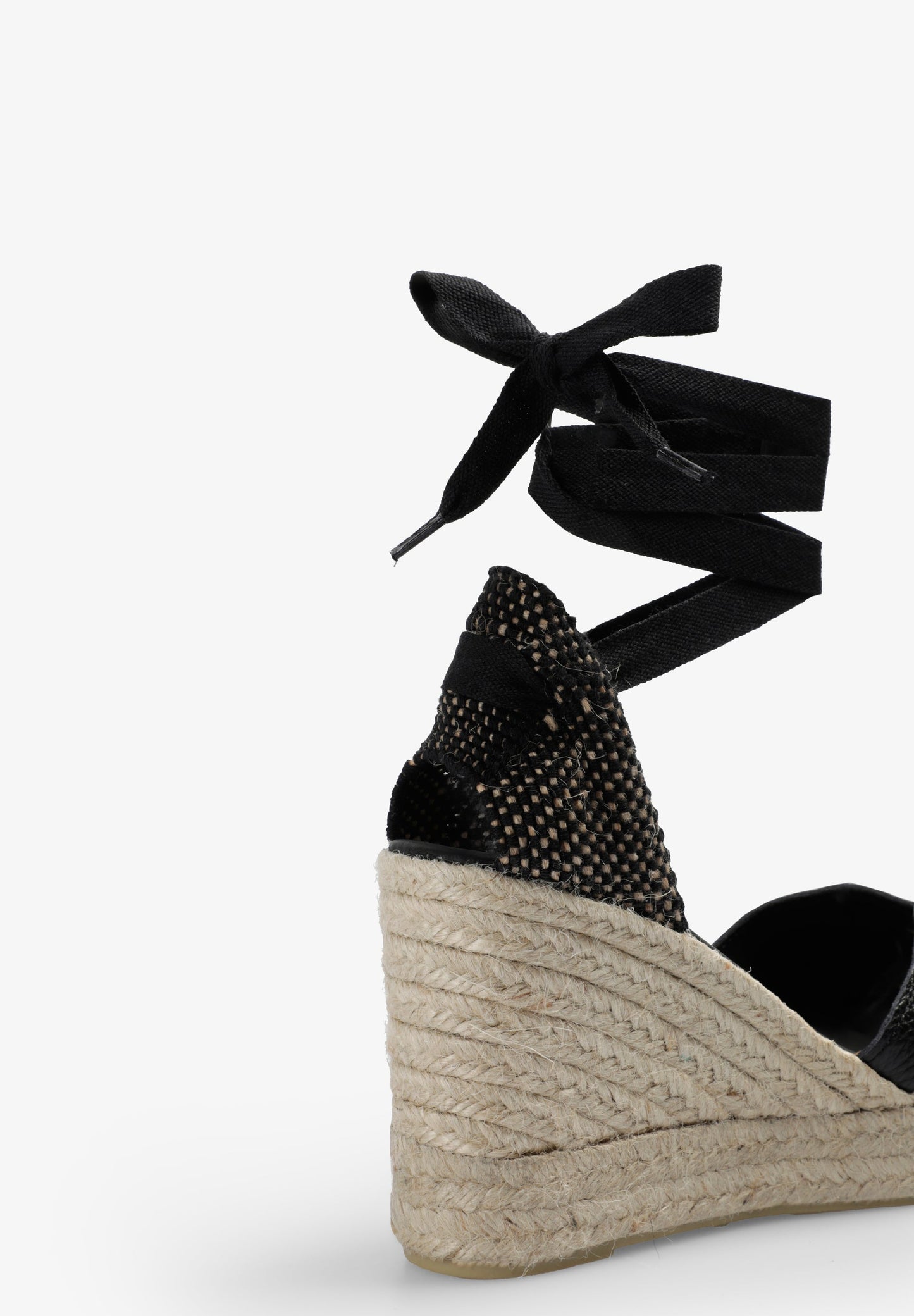 LEATHER SANDALS WITH ESPARTO GRASS WEDGE