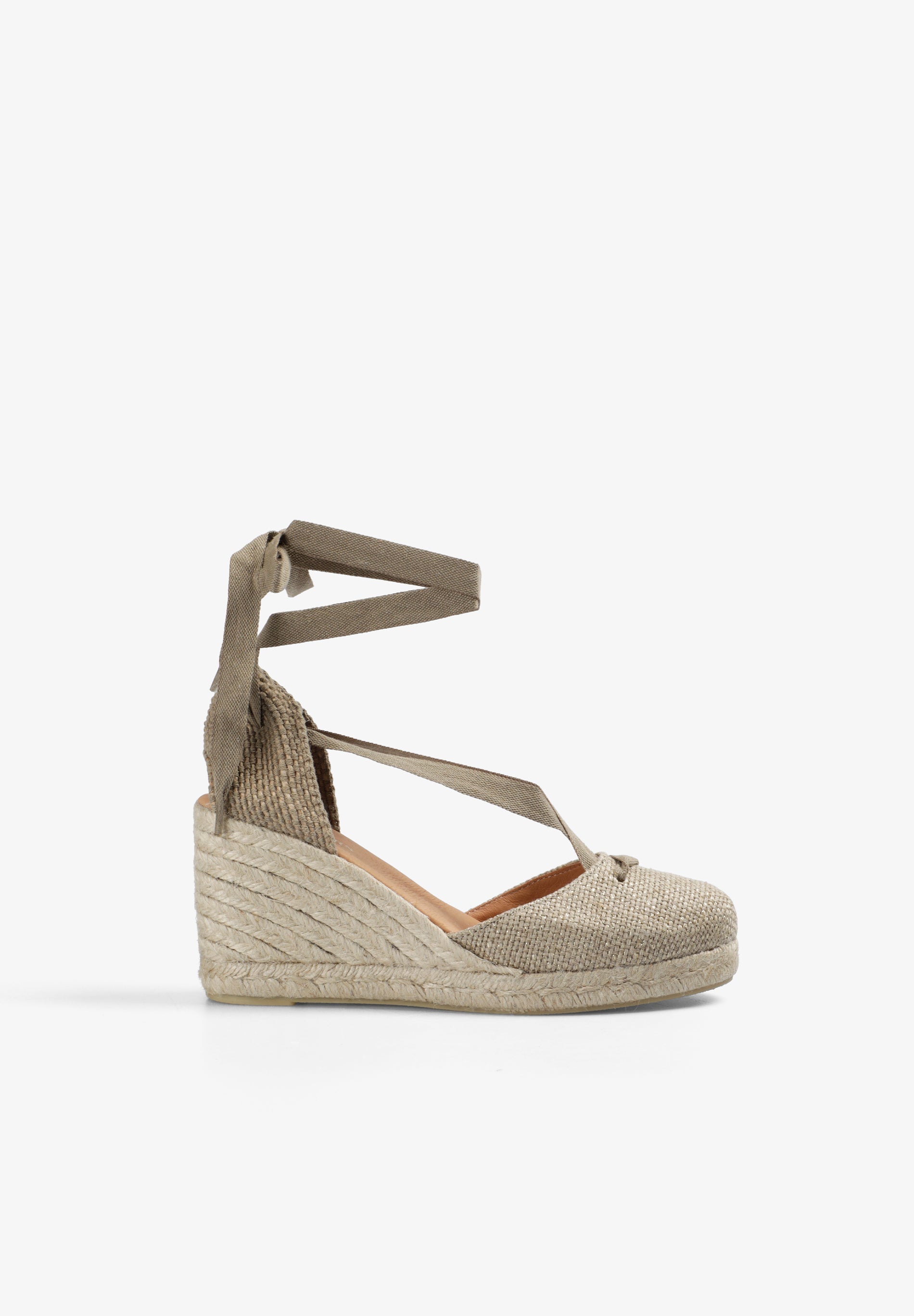 SANDALS WITH LACING AND ESPARTO GRASS WEDGE