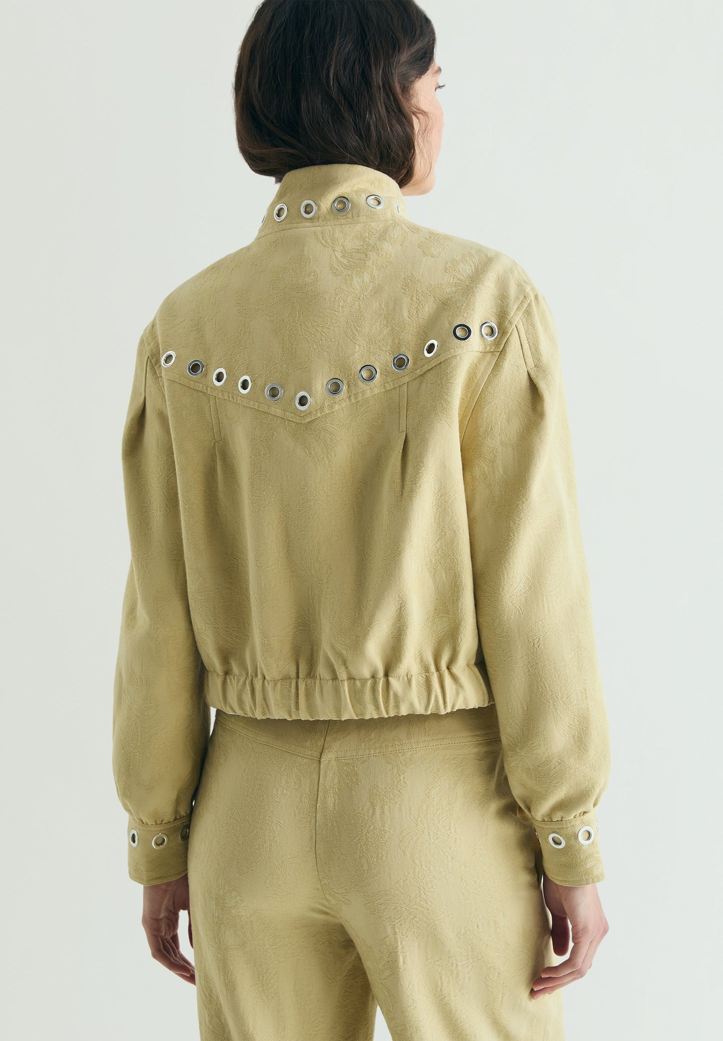 JACQUARD BOMBER JACKET WITH STUDS