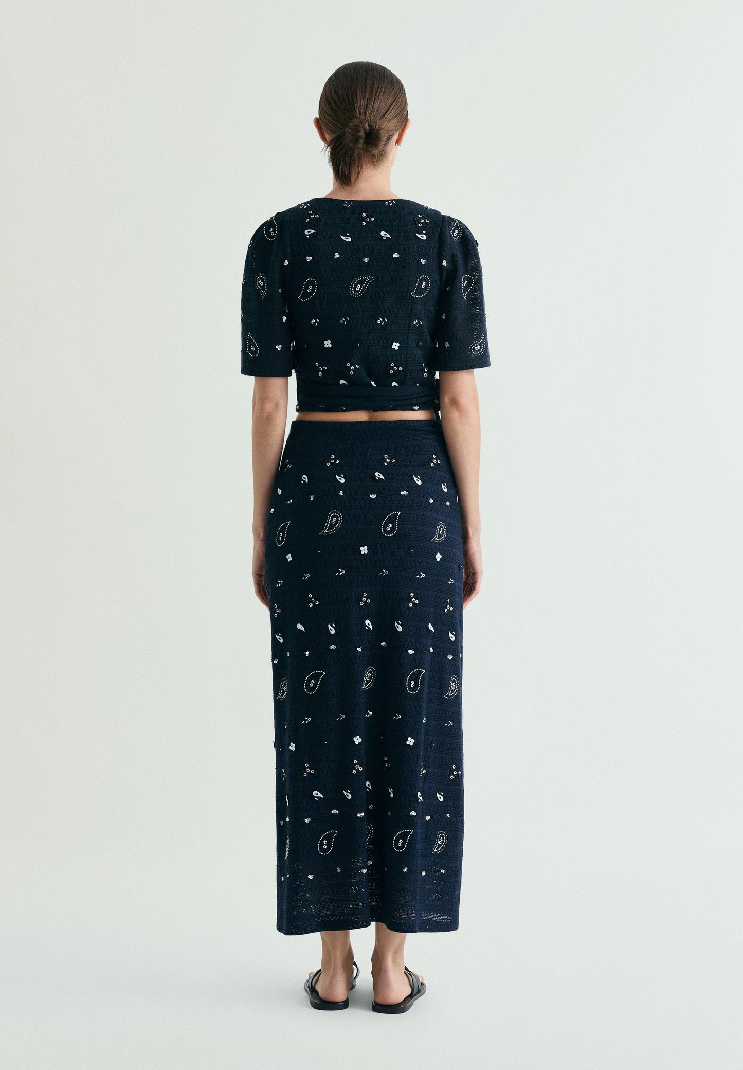 KNIT MIDI SKIRT WITH BEADS