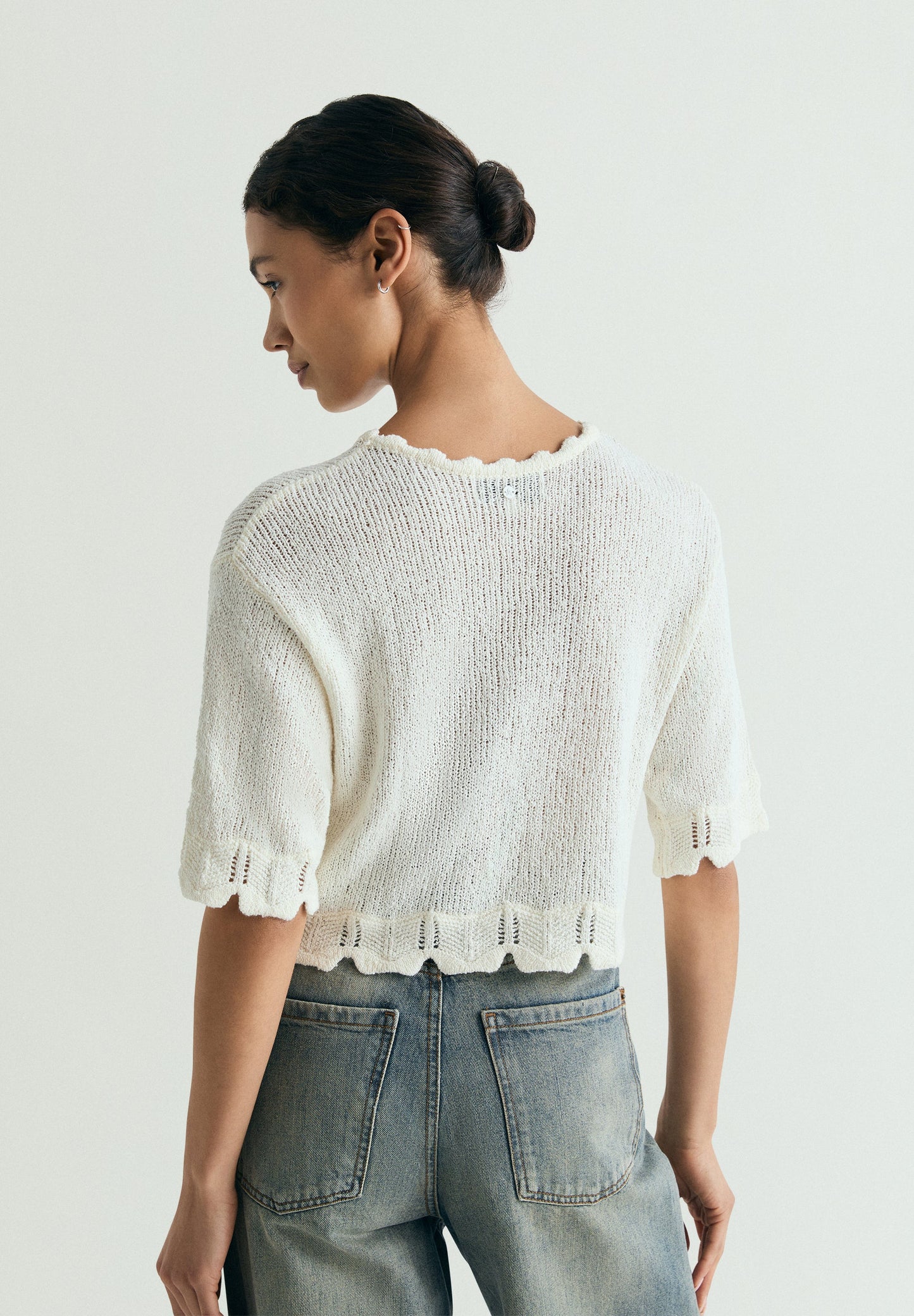 CROPPED SHORT SLEEVE SWEATER